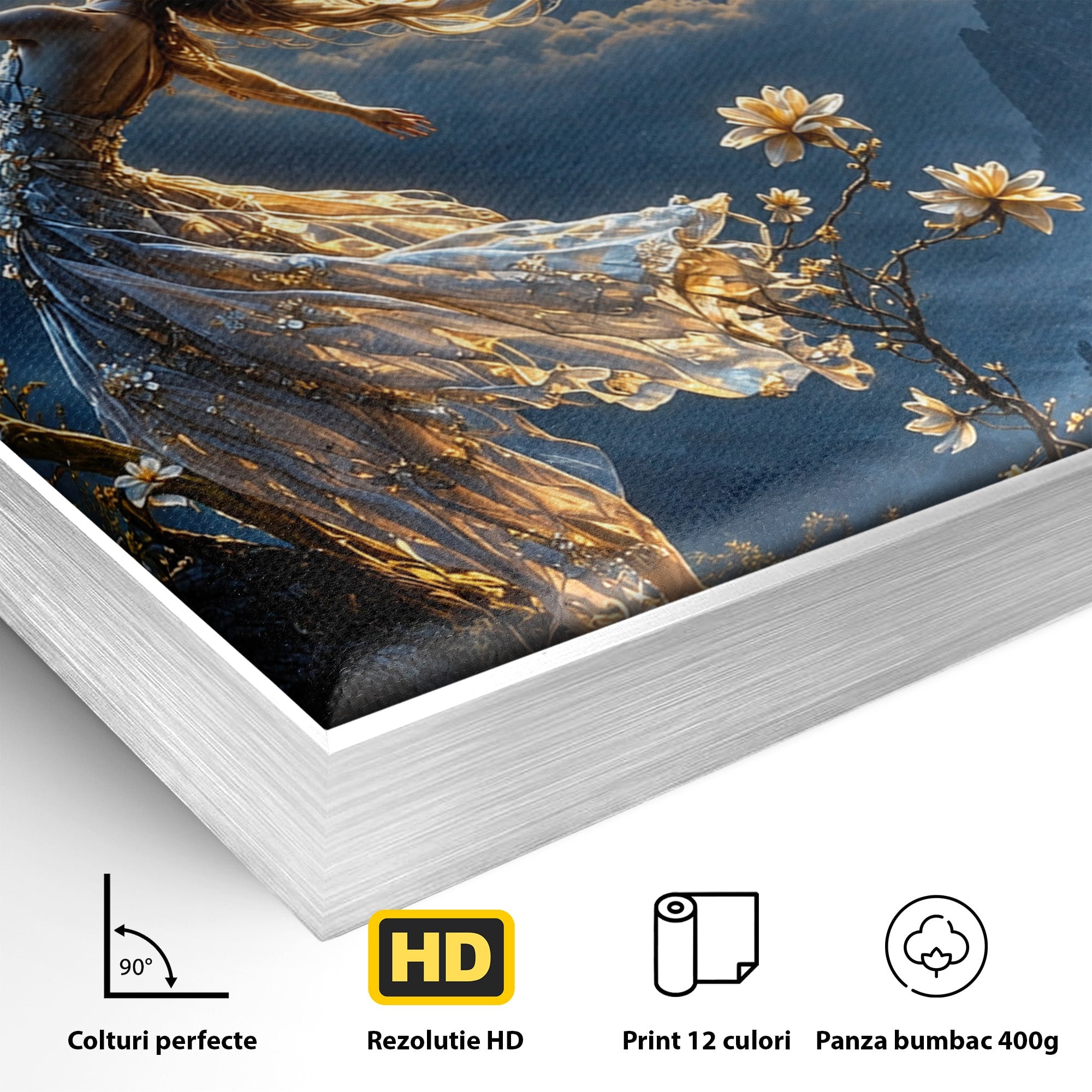 Tablou Canvas Premium LuxCanva® U1143, Dansul Lunii, Floare, Fantezie, Peisaj, Noapte, Living, Culori Vibrante