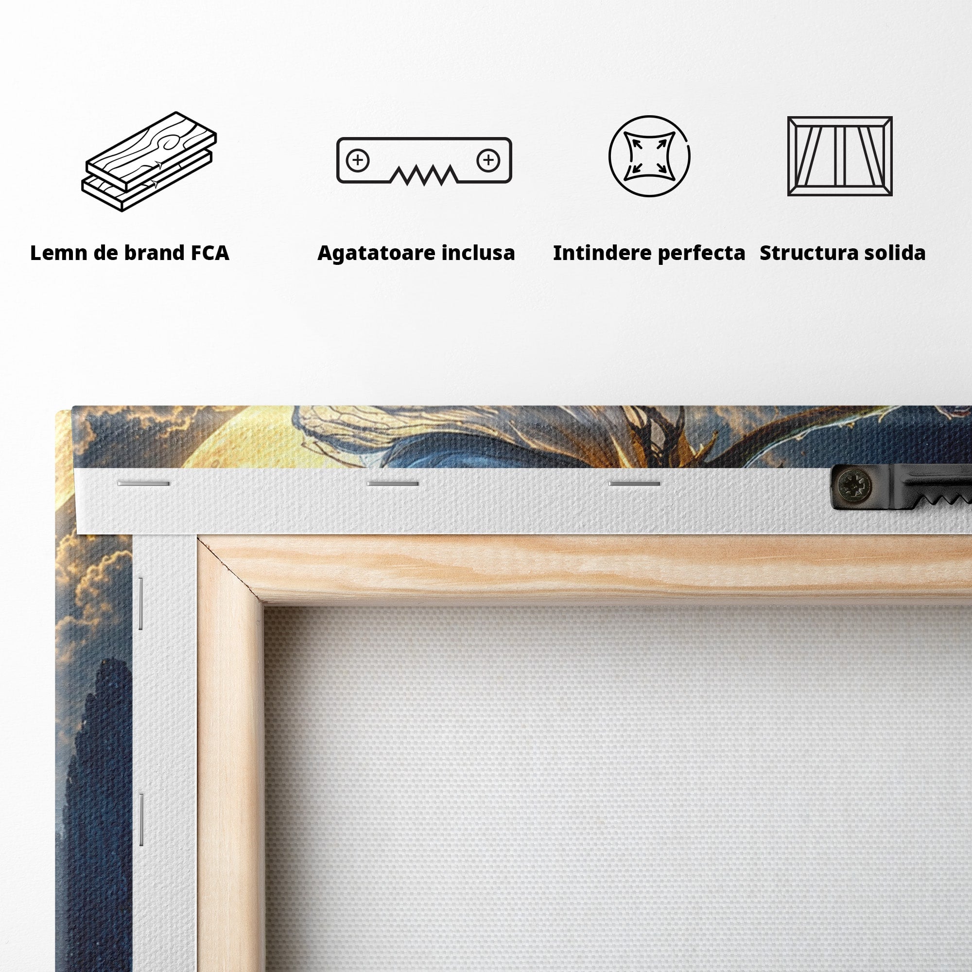 Tablou Canvas Premium LuxCanva® U1143, Dansul Lunii, Floare, Fantezie, Peisaj, Noapte, Living, Culori Vibrante