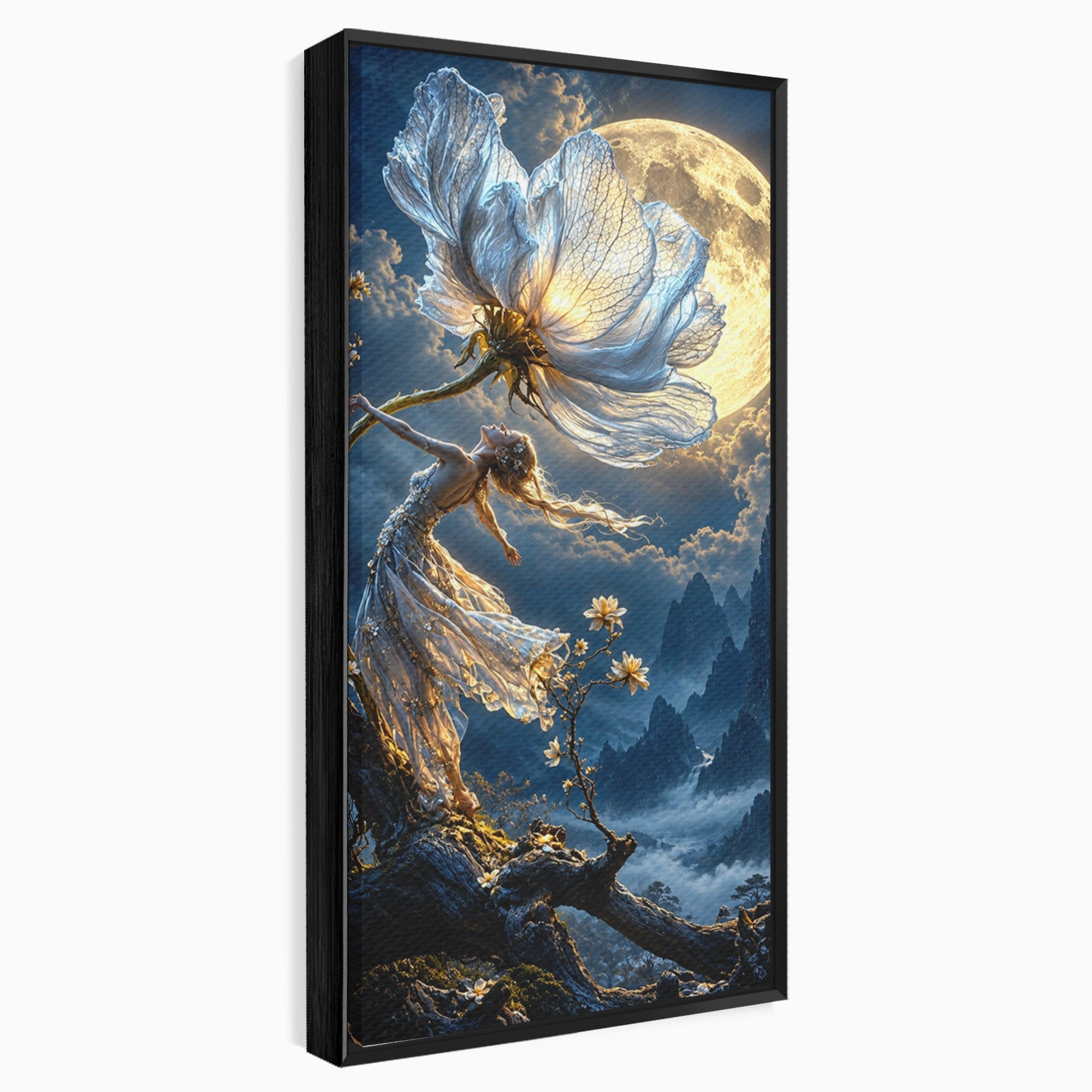 Tablou Canvas Premium LuxCanva® U1143, Dansul Lunii, Floare, Fantezie, Peisaj, Noapte, Living, Culori Vibrante