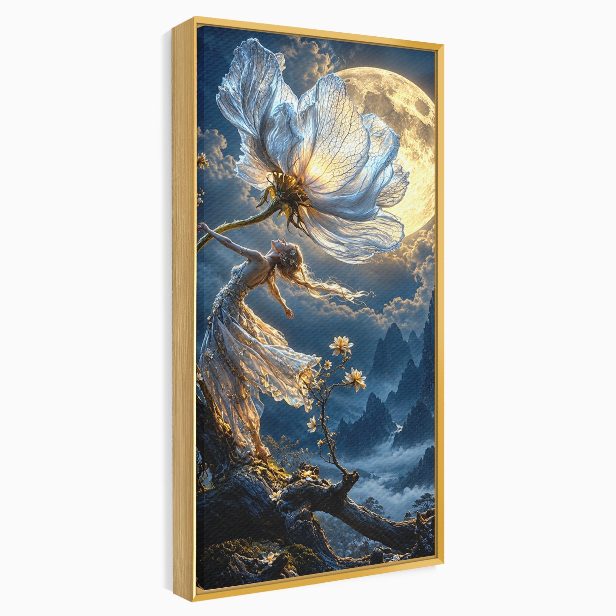 Tablou Canvas Premium LuxCanva® U1143, Dansul Lunii, Floare, Fantezie, Peisaj, Noapte, Living, Culori Vibrante