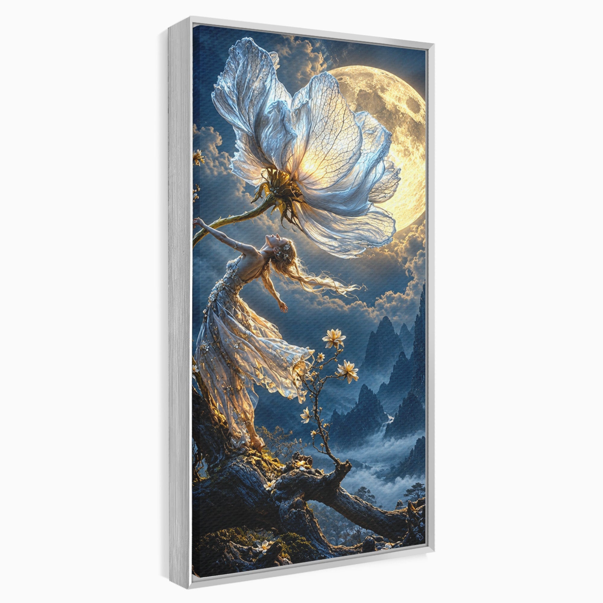 Tablou Canvas Premium LuxCanva® U1143, Dansul Lunii, Floare, Fantezie, Peisaj, Noapte, Living, Culori Vibrante