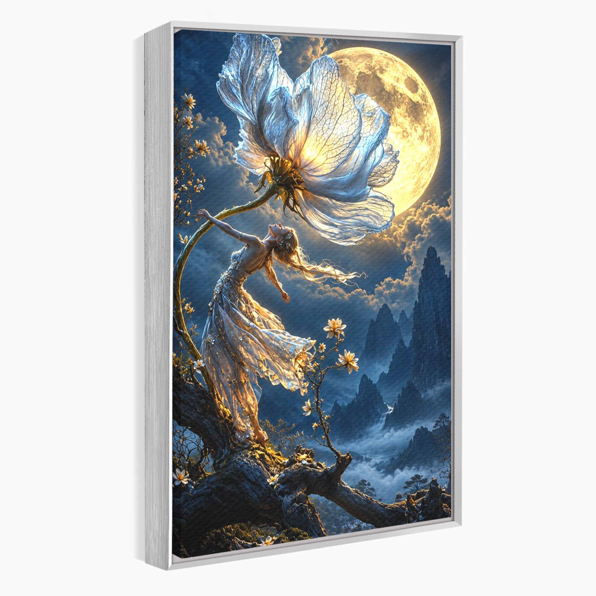 Tablou Canvas Premium LuxCanva® U1143, Dansul Lunii, Floare, Fantezie, Peisaj, Noapte, Living, Culori Vibrante