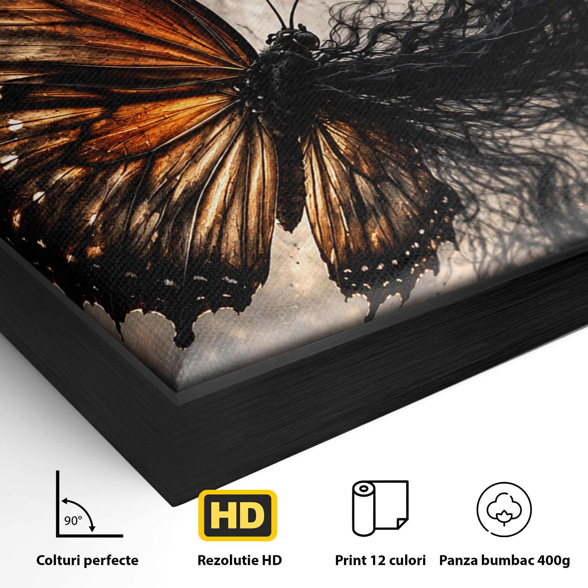 Tablou Canvas Premium LuxCanva® U1144, Metamorfoza Fluturelui, Sarpe, Transformare, Mister, Fluture, Living, Dormitor, Culori Vibrante