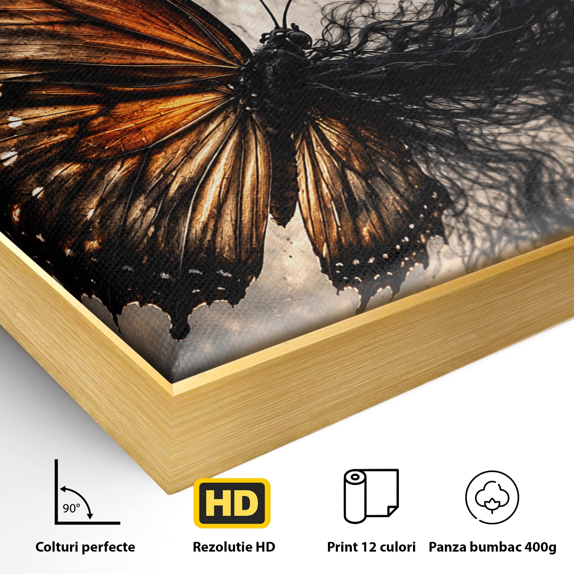 Tablou Canvas Premium LuxCanva® U1144, Metamorfoza Fluturelui, Sarpe, Transformare, Mister, Fluture, Living, Dormitor, Culori Vibrante