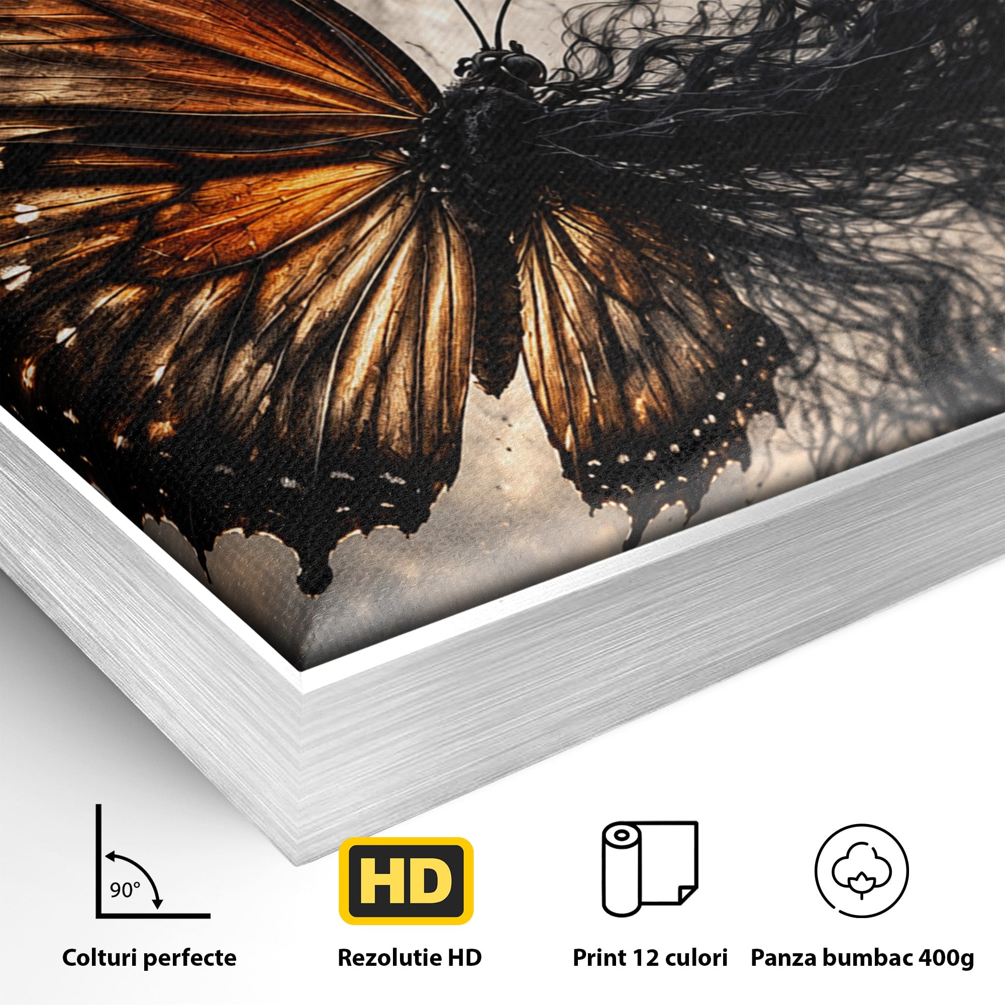 Tablou Canvas Premium LuxCanva® U1144, Metamorfoza Fluturelui, Sarpe, Transformare, Mister, Fluture, Living, Dormitor, Culori Vibrante