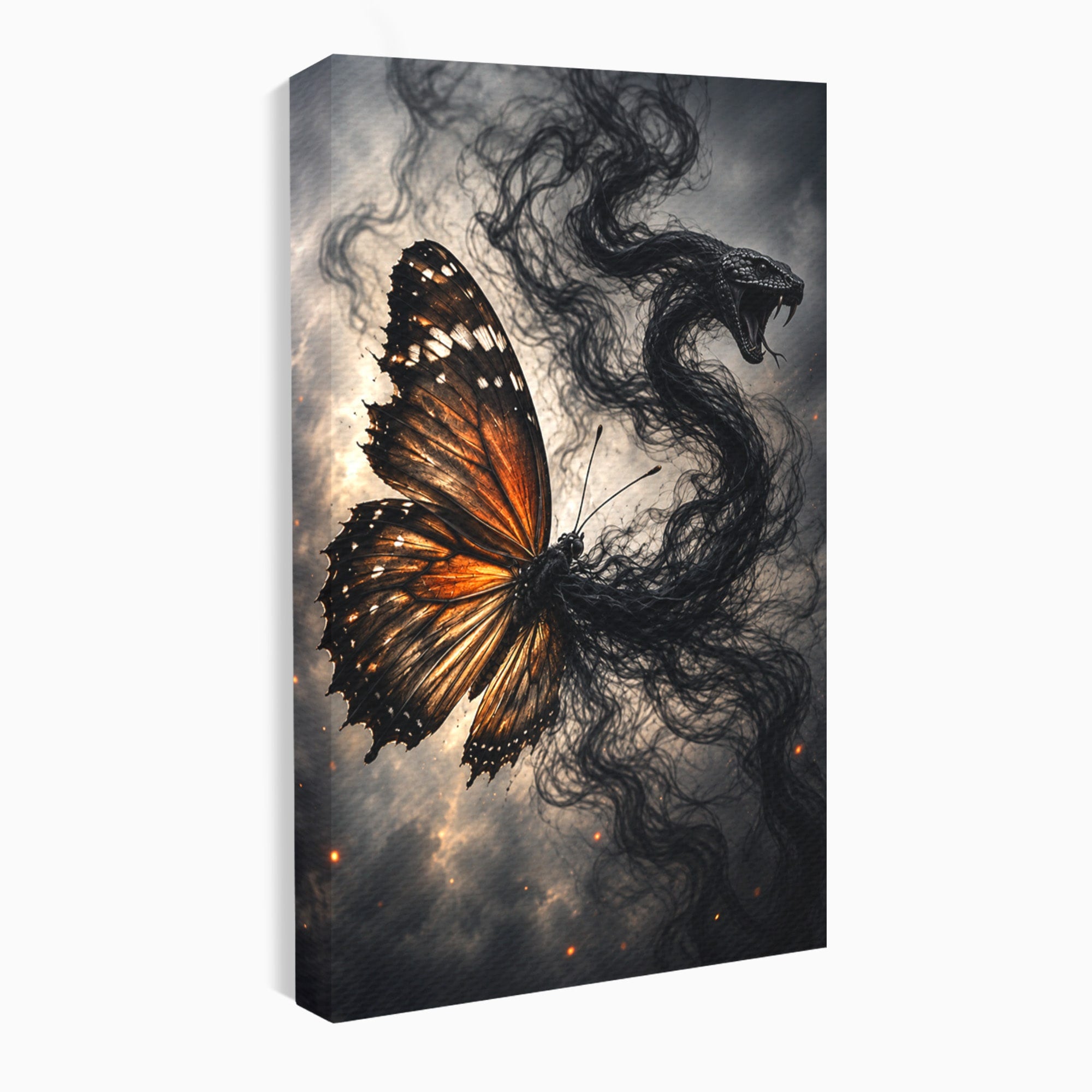 Tablou Canvas Premium LuxCanva® U1144, Metamorfoza Fluturelui, Sarpe, Transformare, Mister, Fluture, Living, Dormitor, Culori Vibrante
