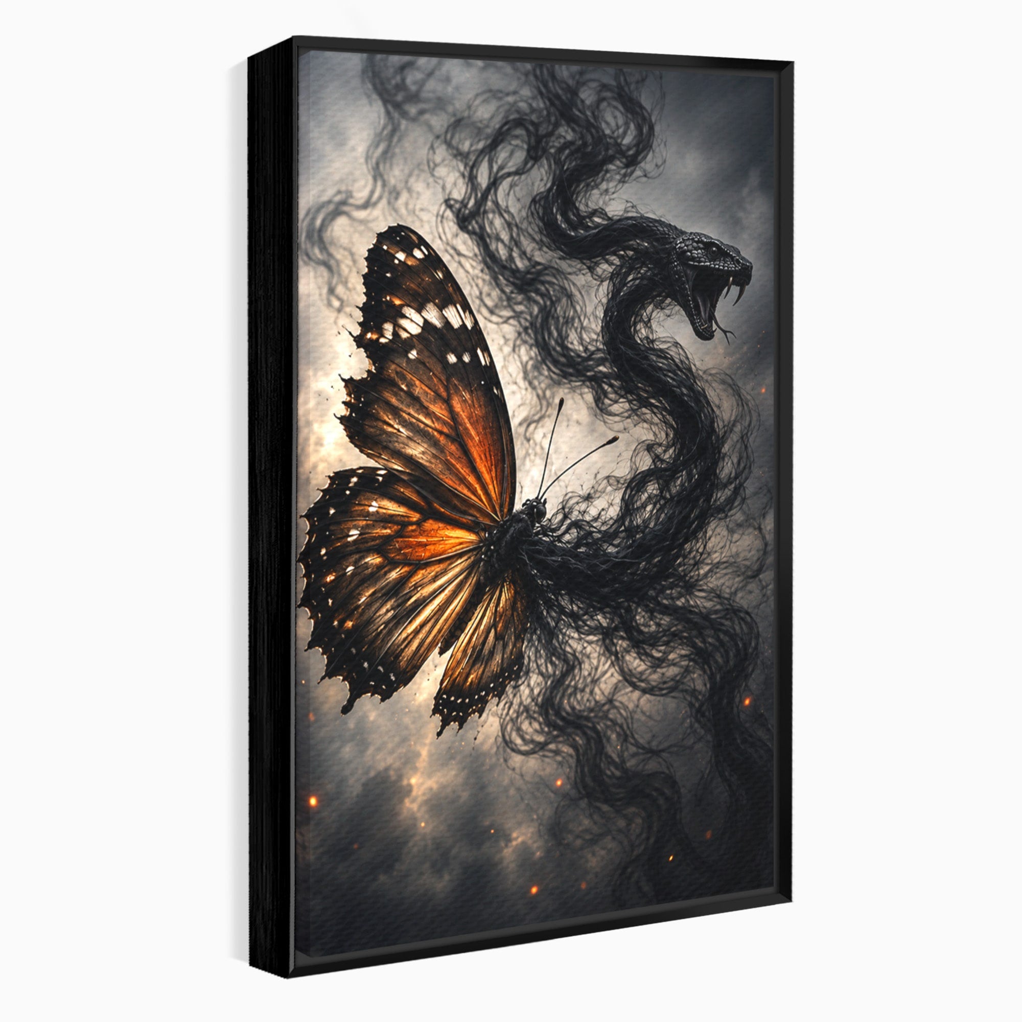 Tablou Canvas Premium LuxCanva® U1144, Metamorfoza Fluturelui, Sarpe, Transformare, Mister, Fluture, Living, Dormitor, Culori Vibrante