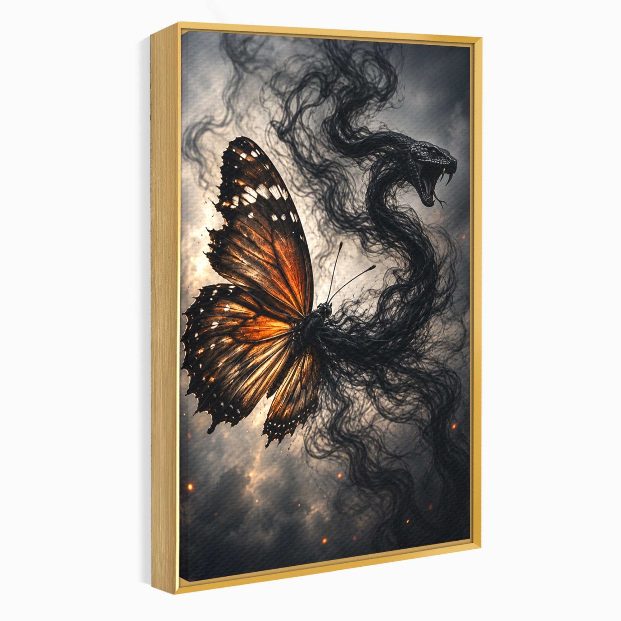 Tablou Canvas Premium LuxCanva® U1144, Metamorfoza Fluturelui, Sarpe, Transformare, Mister, Fluture, Living, Dormitor, Culori Vibrante