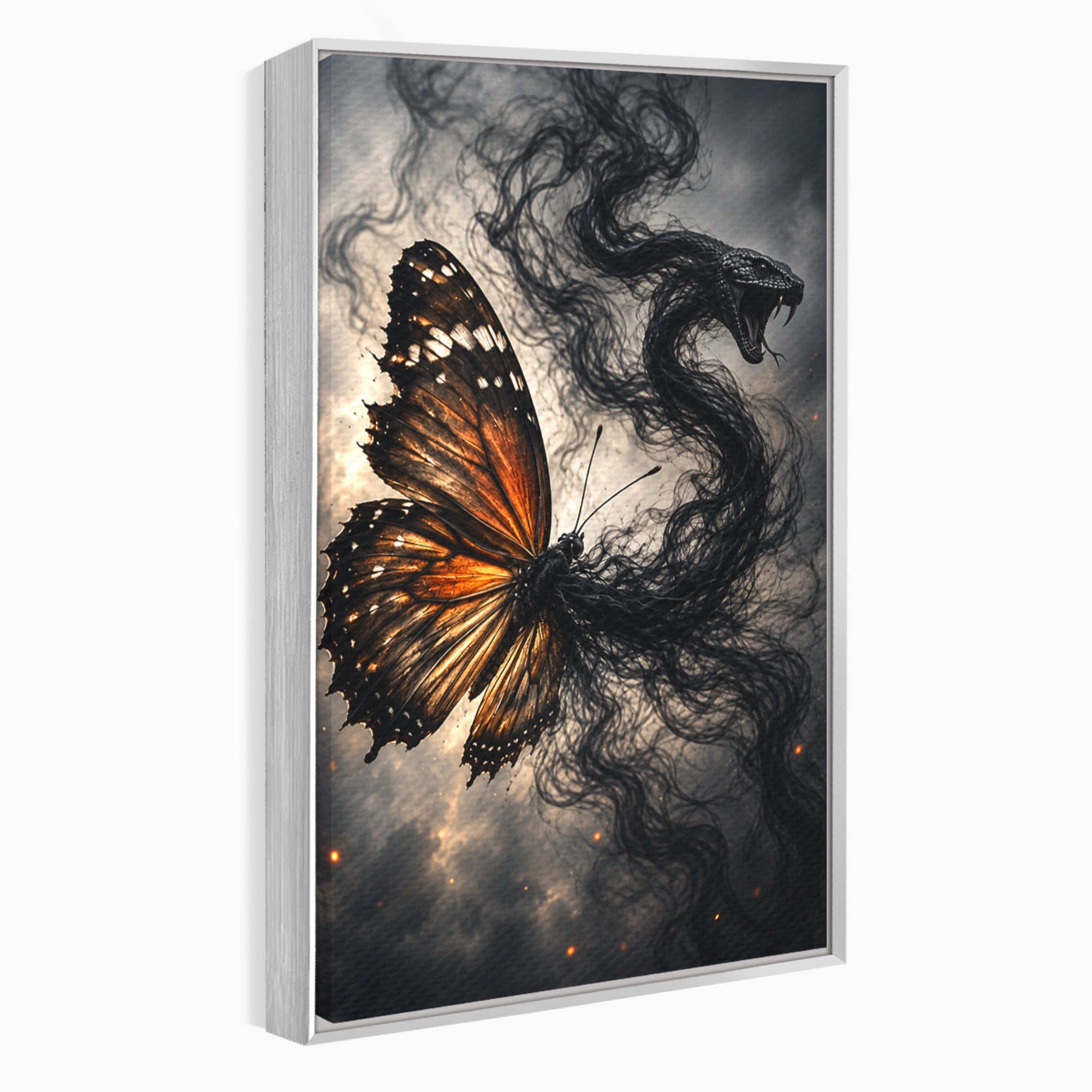 Tablou Canvas Premium LuxCanva® U1144, Metamorfoza Fluturelui, Sarpe, Transformare, Mister, Fluture, Living, Dormitor, Culori Vibrante
