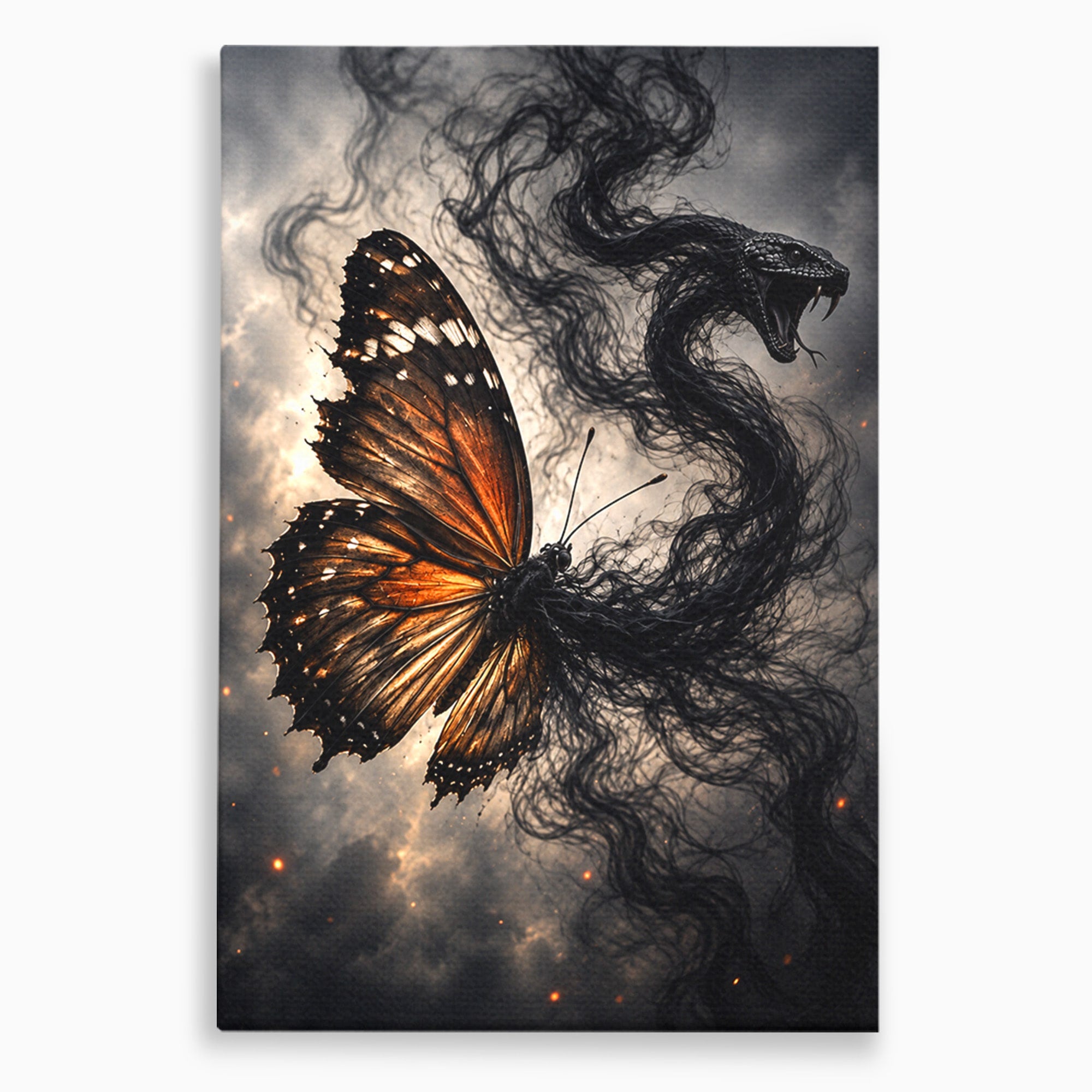 Tablou Canvas Premium LuxCanva® U1144, Metamorfoza Fluturelui, Sarpe, Transformare, Mister, Fluture, Living, Dormitor, Culori Vibrante
