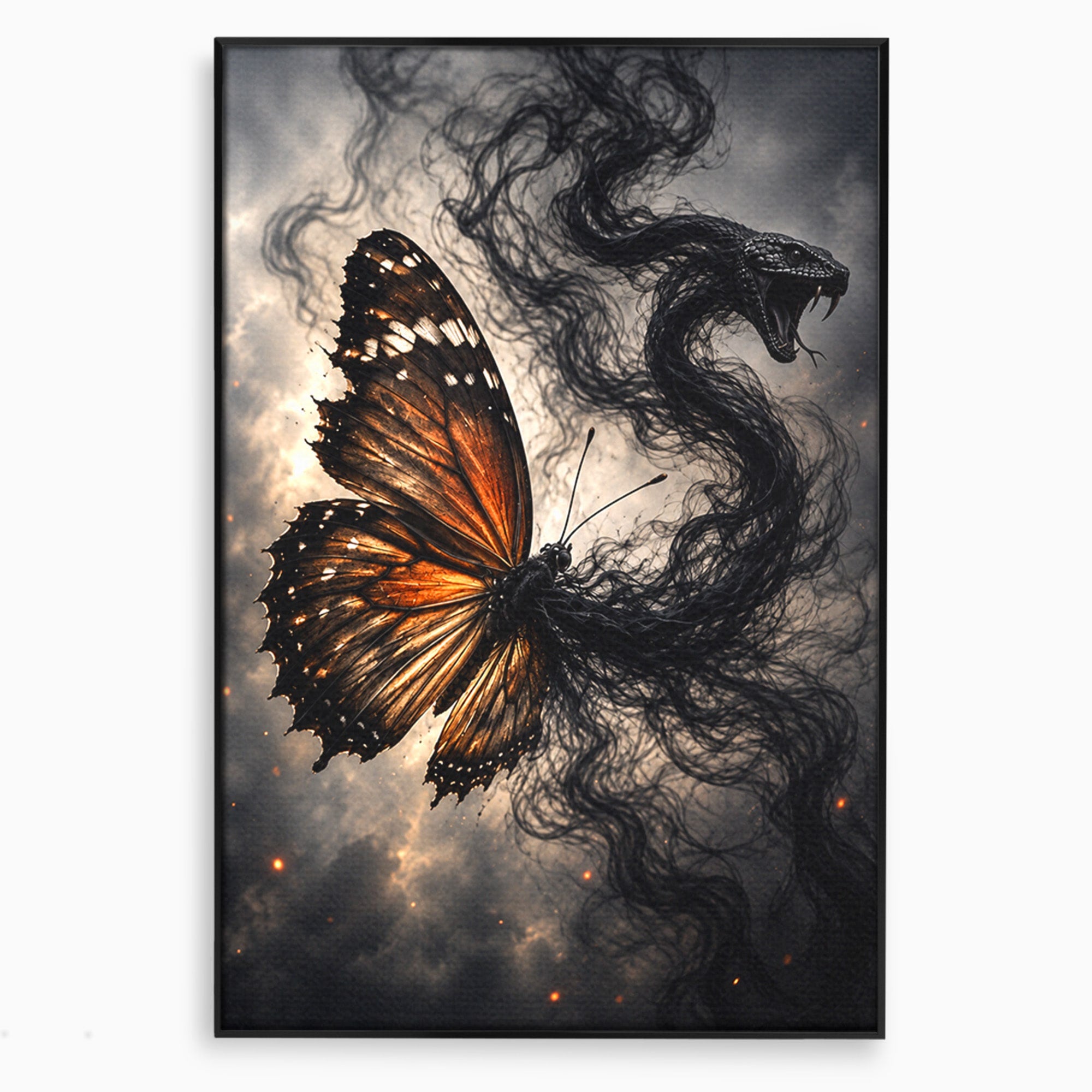 Tablou Canvas Premium LuxCanva® U1144, Metamorfoza Fluturelui, Sarpe, Transformare, Mister, Fluture, Living, Dormitor, Culori Vibrante
