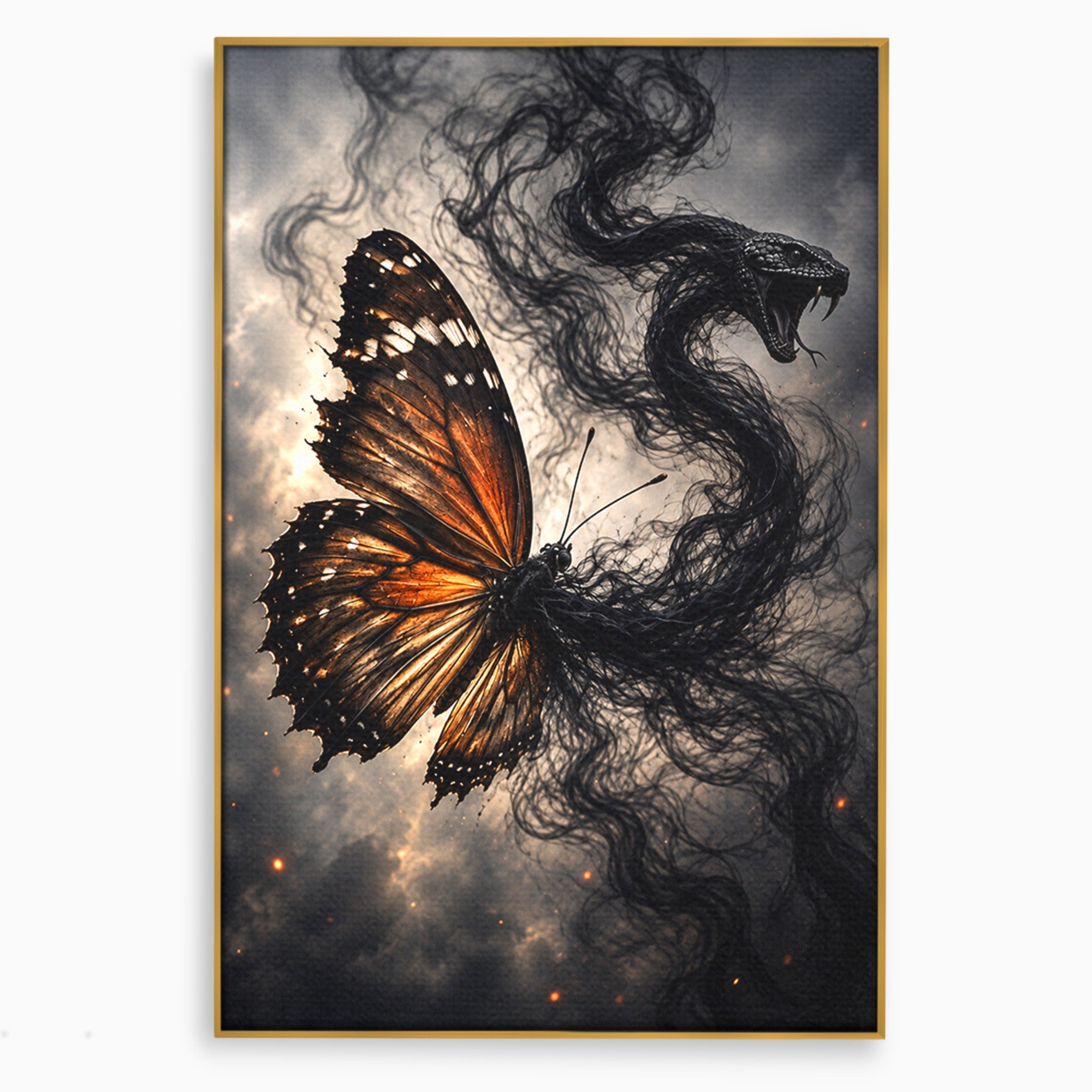 Tablou Canvas Premium LuxCanva® U1144, Metamorfoza Fluturelui, Sarpe, Transformare, Mister, Fluture, Living, Dormitor, Culori Vibrante