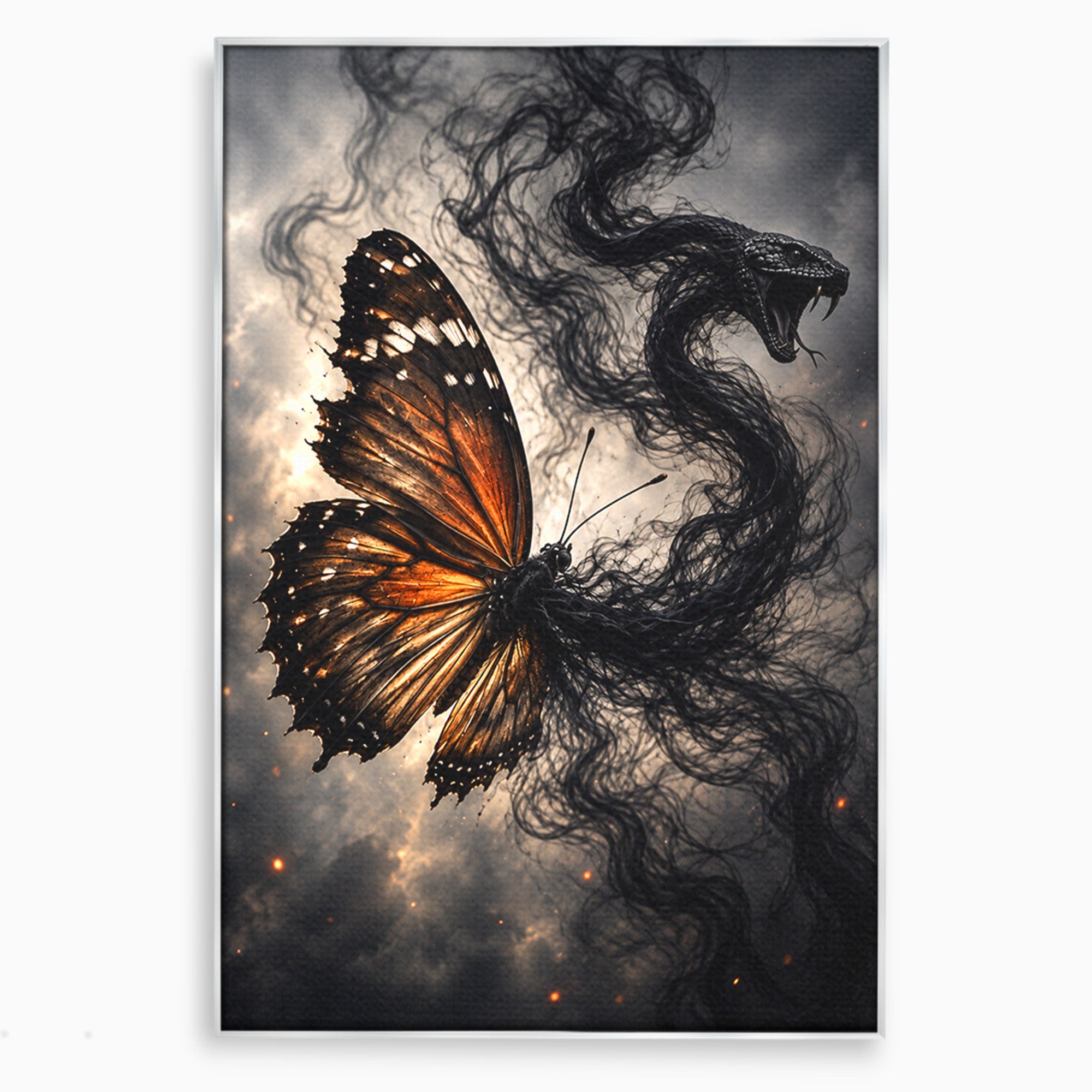 Tablou Canvas Premium LuxCanva® U1144, Metamorfoza Fluturelui, Sarpe, Transformare, Mister, Fluture, Living, Dormitor, Culori Vibrante