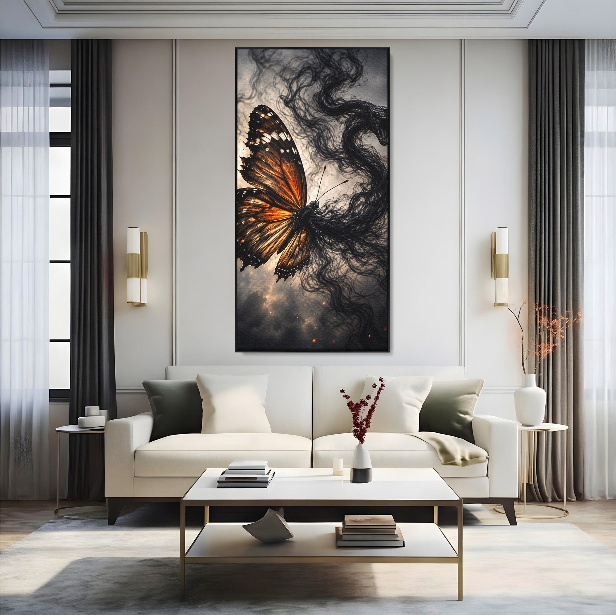 Tablou Canvas Premium LuxCanva® U1144, Metamorfoza Fluturelui, Sarpe, Transformare, Mister, Fluture, Living, Dormitor, Culori Vibrante