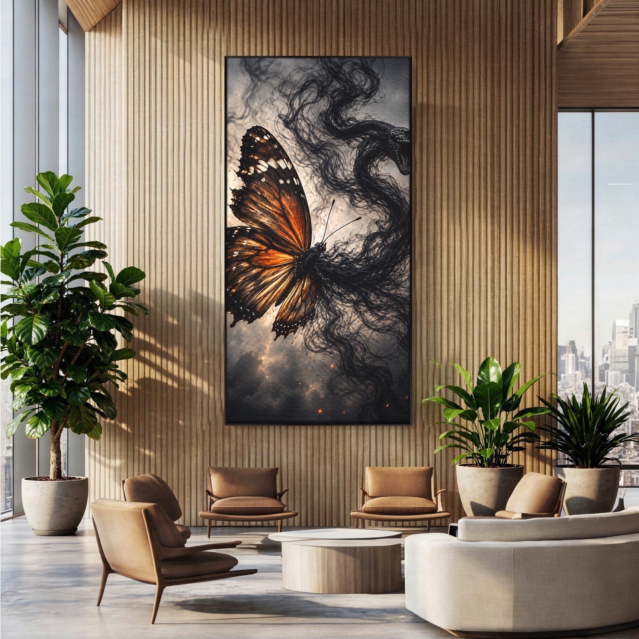 Tablou Canvas Premium LuxCanva® U1144, Metamorfoza Fluturelui, Sarpe, Transformare, Mister, Fluture, Living, Dormitor, Culori Vibrante