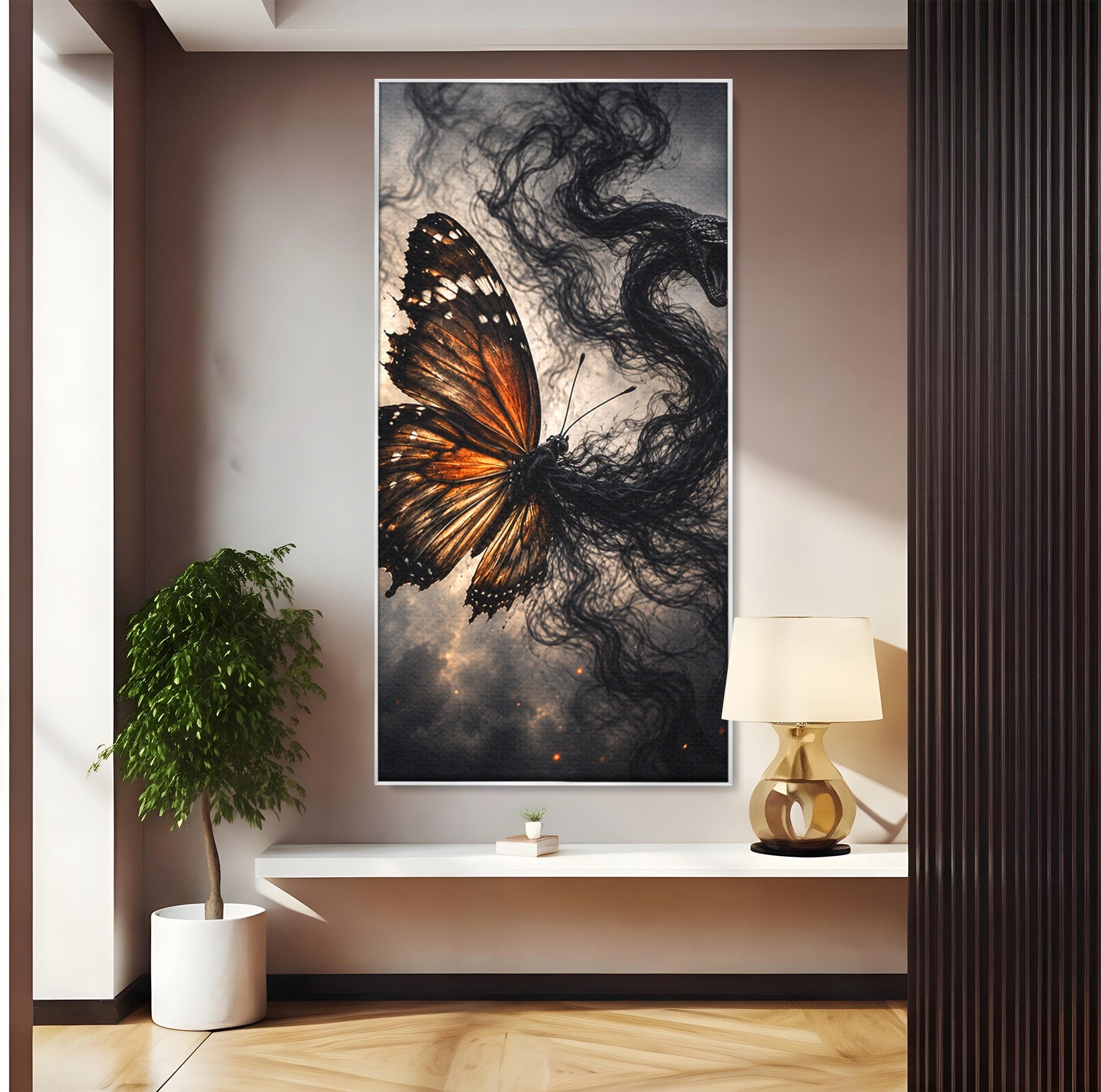 Tablou Canvas Premium LuxCanva® U1144, Metamorfoza Fluturelui, Sarpe, Transformare, Mister, Fluture, Living, Dormitor, Culori Vibrante