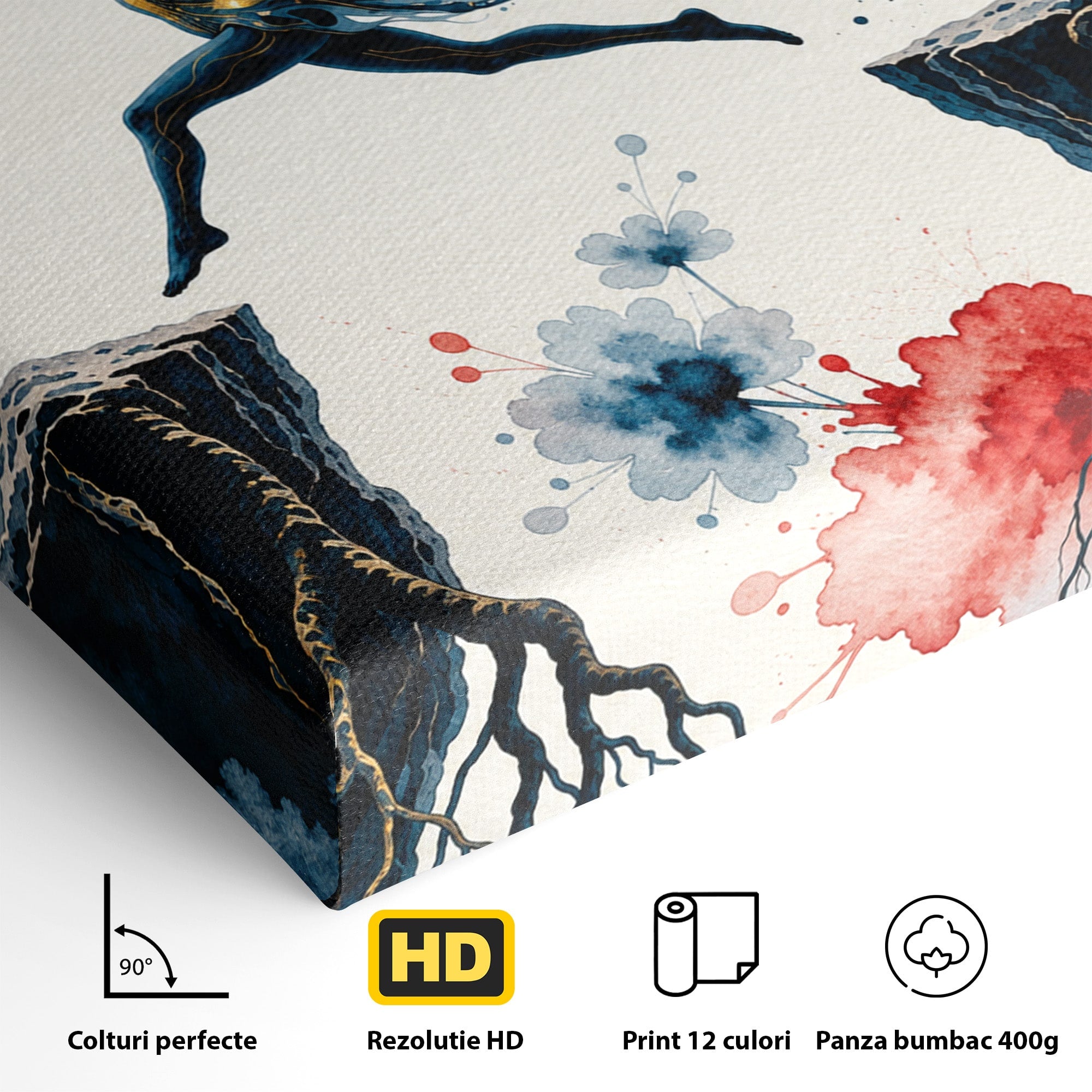 Tablou Canvas Premium LuxCanva® U1146, Saltul Sperantei, Femeie, Pasari, Peisaj, Libertate, Living, Culori Vibrante