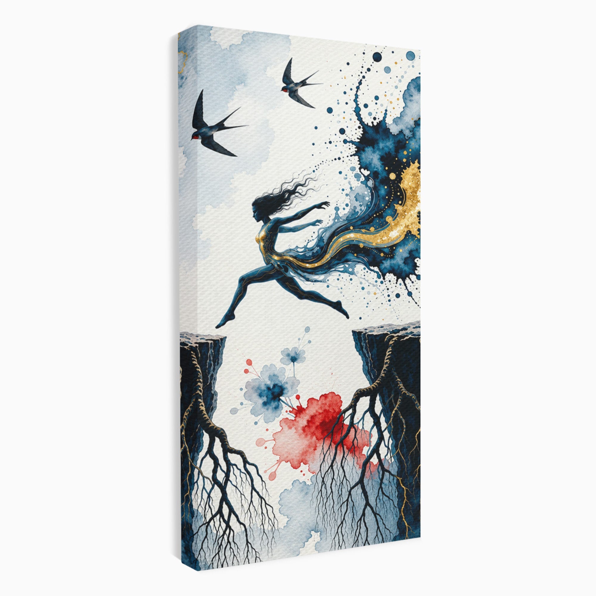Tablou Canvas Premium LuxCanva® U1146, Saltul Sperantei, Femeie, Pasari, Peisaj, Libertate, Living, Culori Vibrante