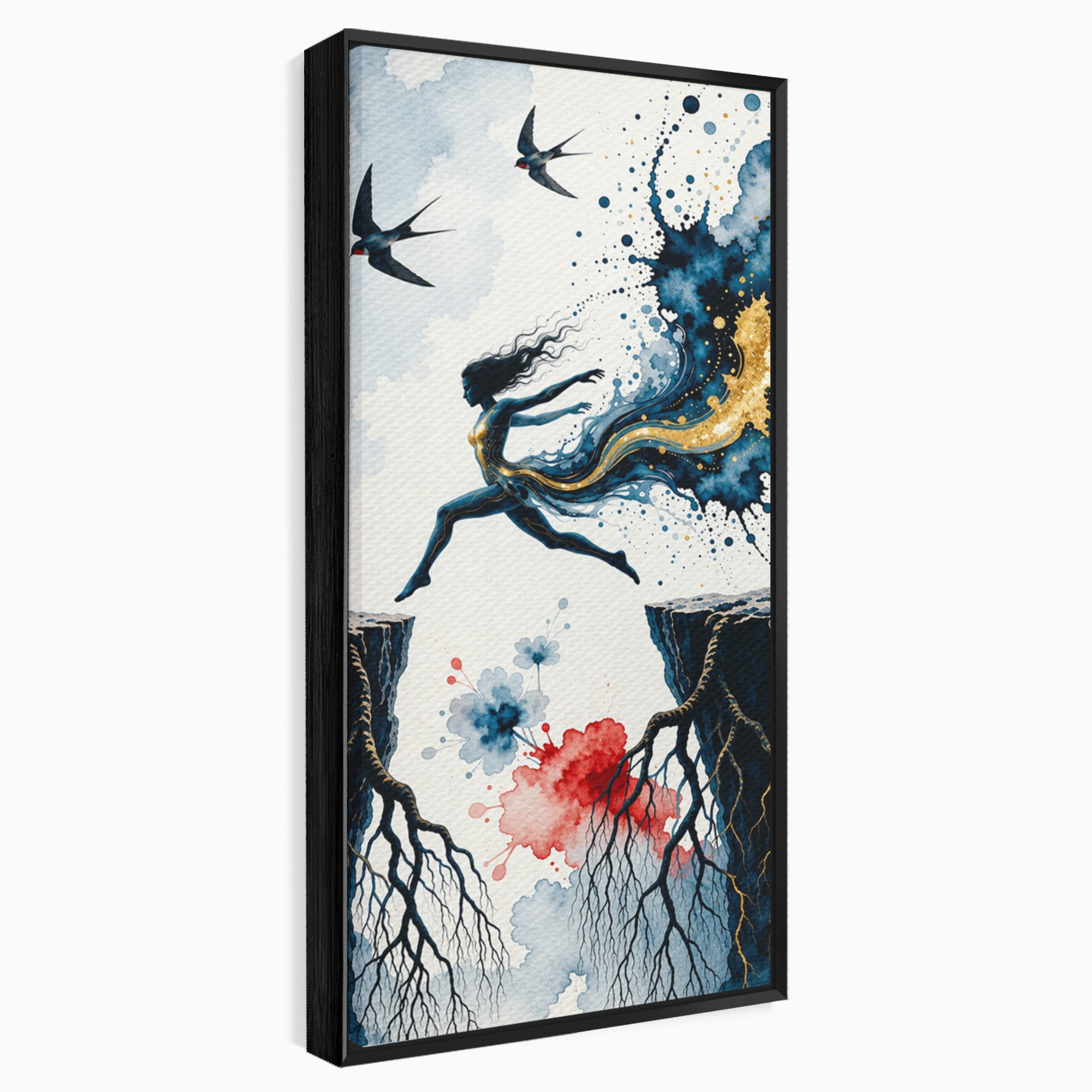 Tablou Canvas Premium LuxCanva® U1146, Saltul Sperantei, Femeie, Pasari, Peisaj, Libertate, Living, Culori Vibrante