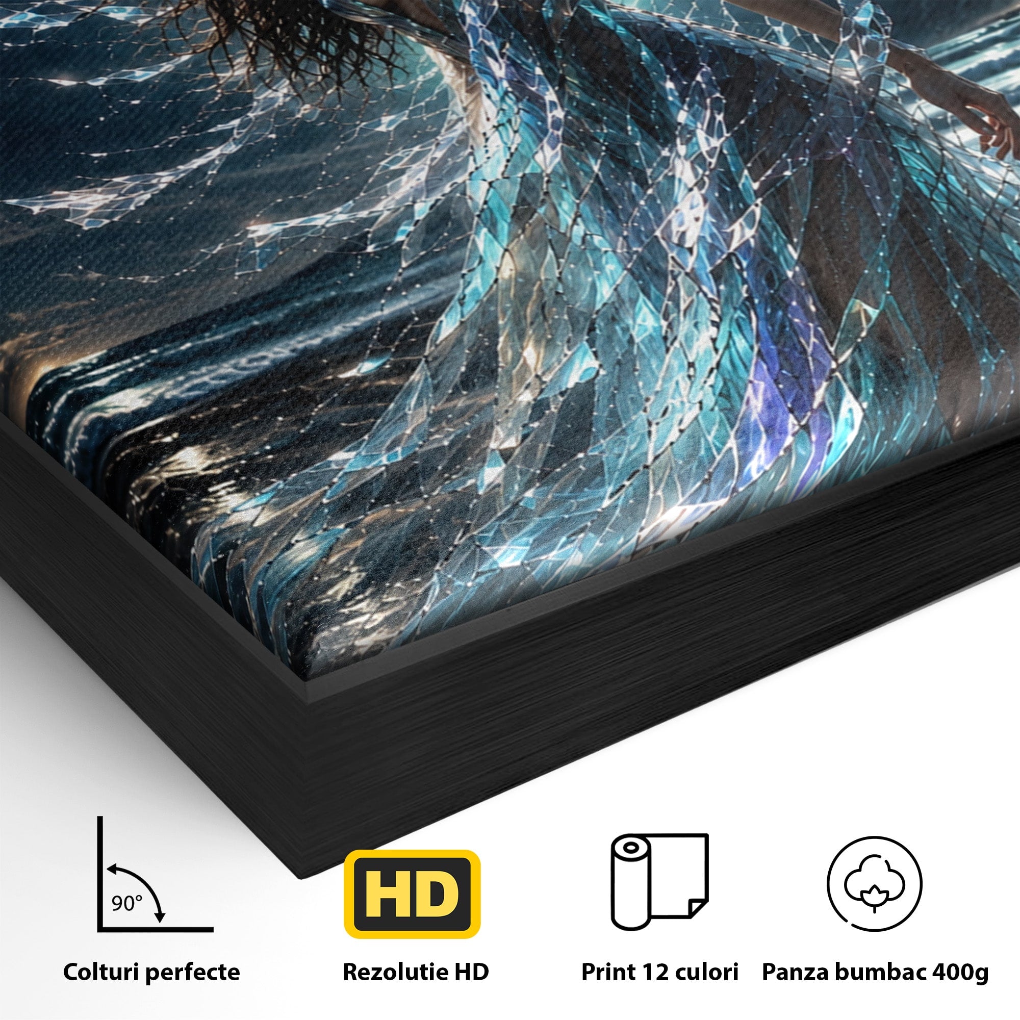 Tablou Canvas Premium LuxCanva® U1147, Zeița Aurorei Boreale, Mare, Noapte, Aurora Boreală, Living, Culori Vibrante