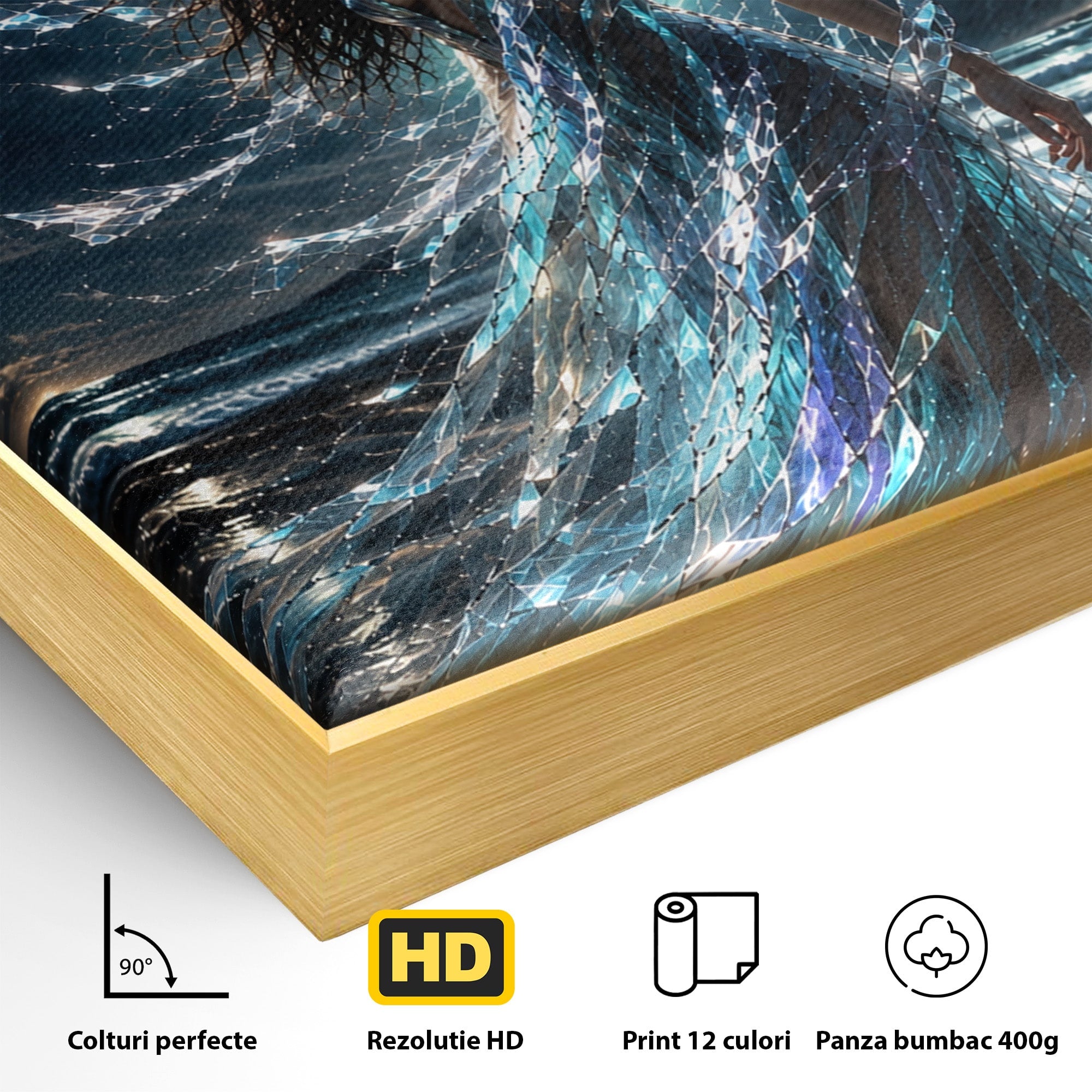 Tablou Canvas Premium LuxCanva® U1147, Zeița Aurorei Boreale, Mare, Noapte, Aurora Boreală, Living, Culori Vibrante
