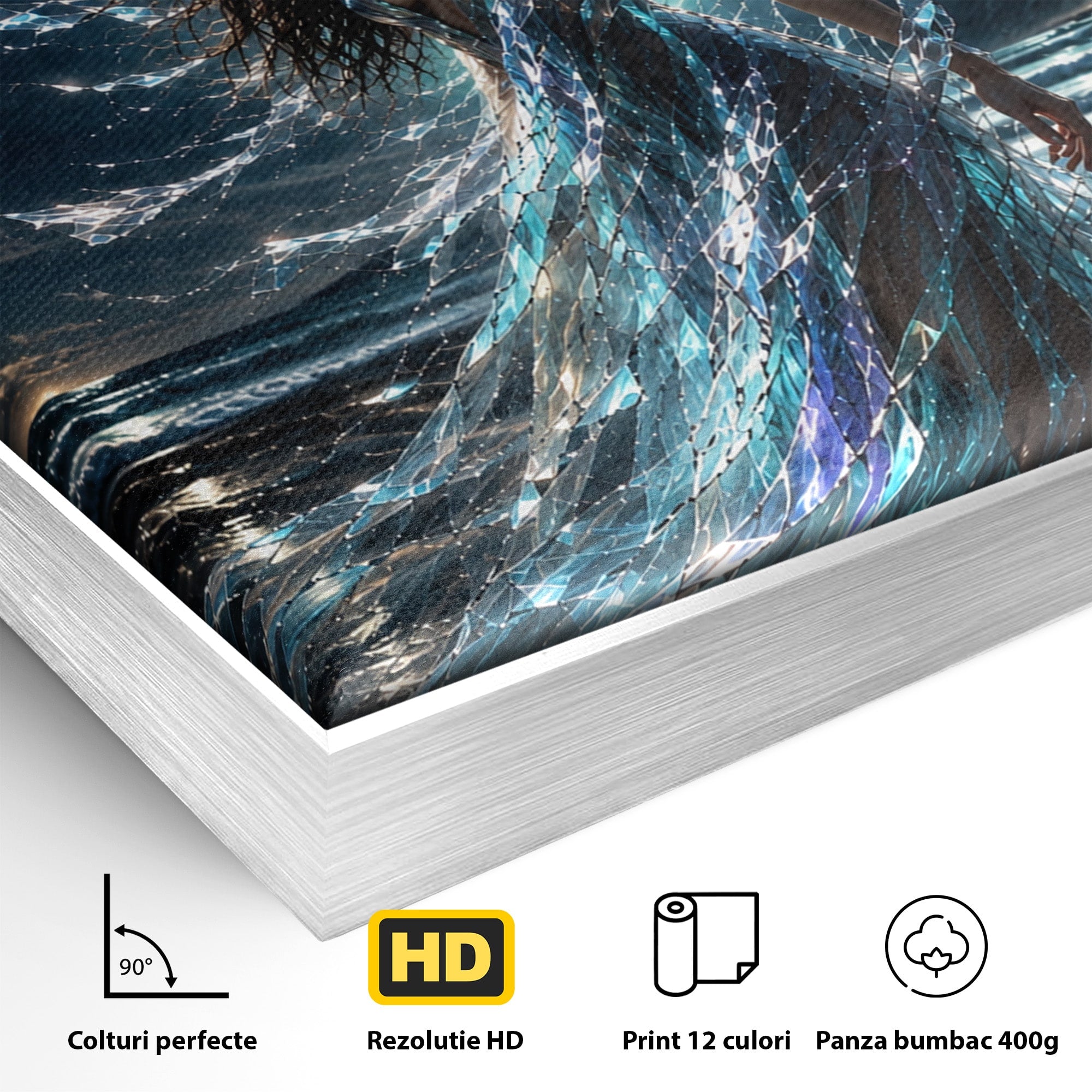 Tablou Canvas Premium LuxCanva® U1147, Zeița Aurorei Boreale, Mare, Noapte, Aurora Boreală, Living, Culori Vibrante