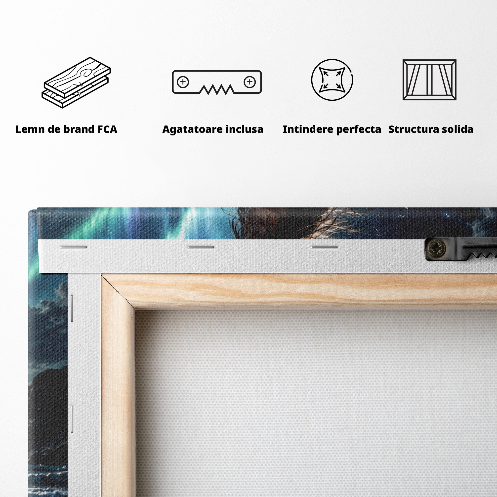 Tablou Canvas Premium LuxCanva® U1147, Zeița Aurorei Boreale, Mare, Noapte, Aurora Boreală, Living, Culori Vibrante