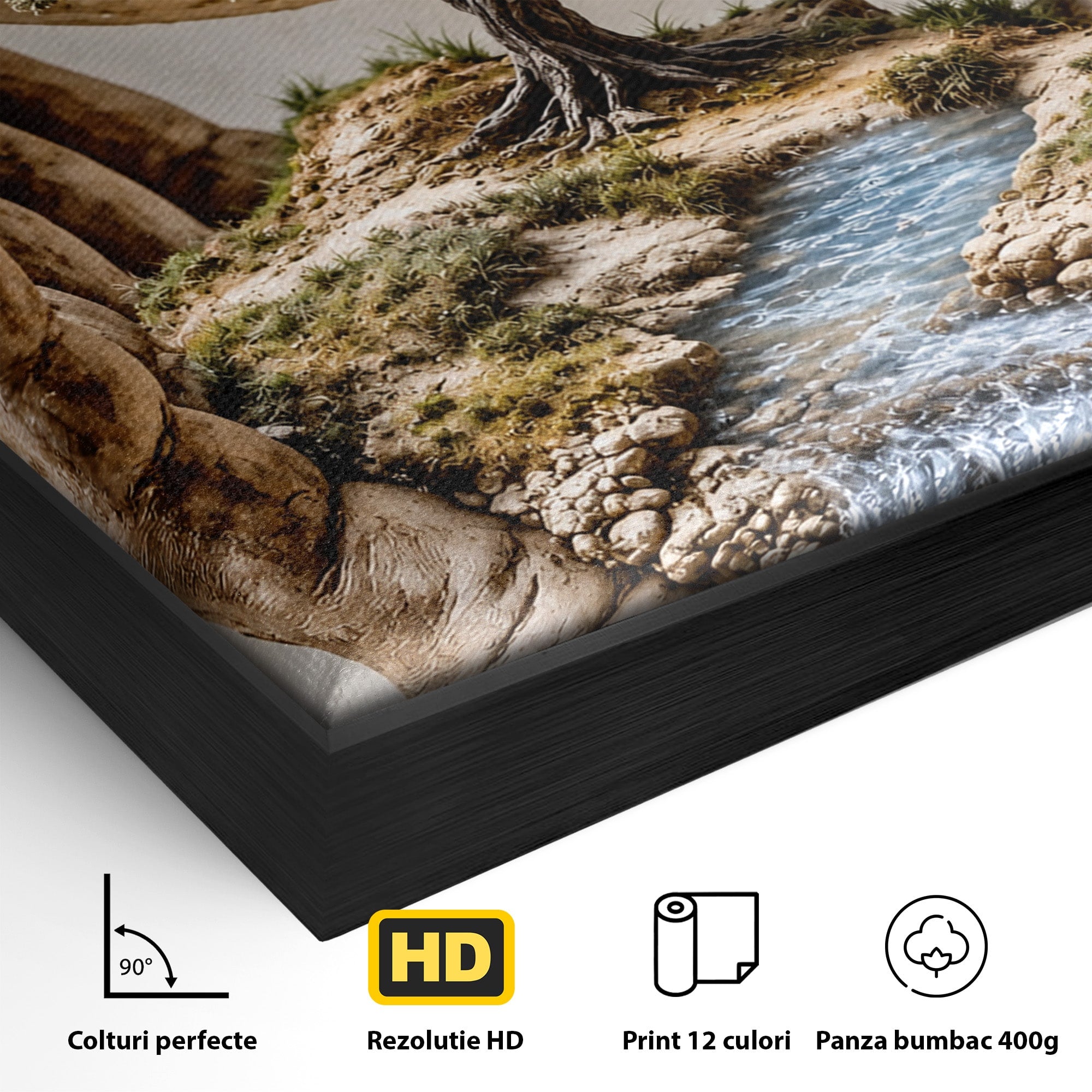 Tablou Canvas Premium LuxCanva® U1149, Lumea In Mainile Tale, Luna, Copac, Apa, Natura, Living, Culori Vibrante