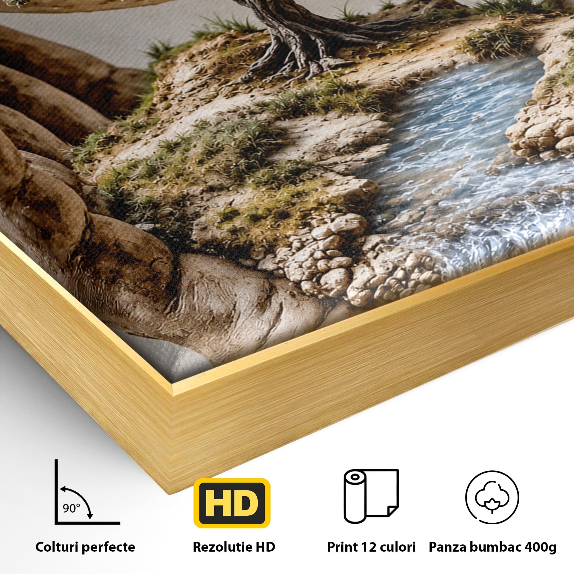 Tablou Canvas Premium LuxCanva® U1149, Lumea In Mainile Tale, Luna, Copac, Apa, Natura, Living, Culori Vibrante