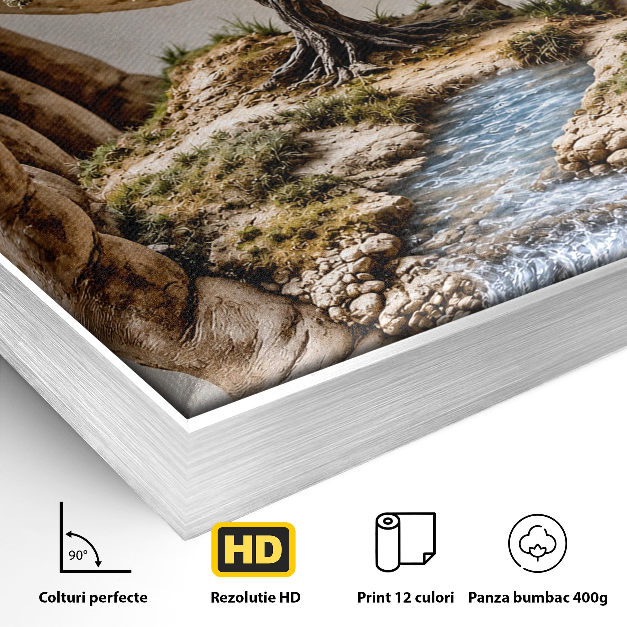 Tablou Canvas Premium LuxCanva® U1149, Lumea In Mainile Tale, Luna, Copac, Apa, Natura, Living, Culori Vibrante