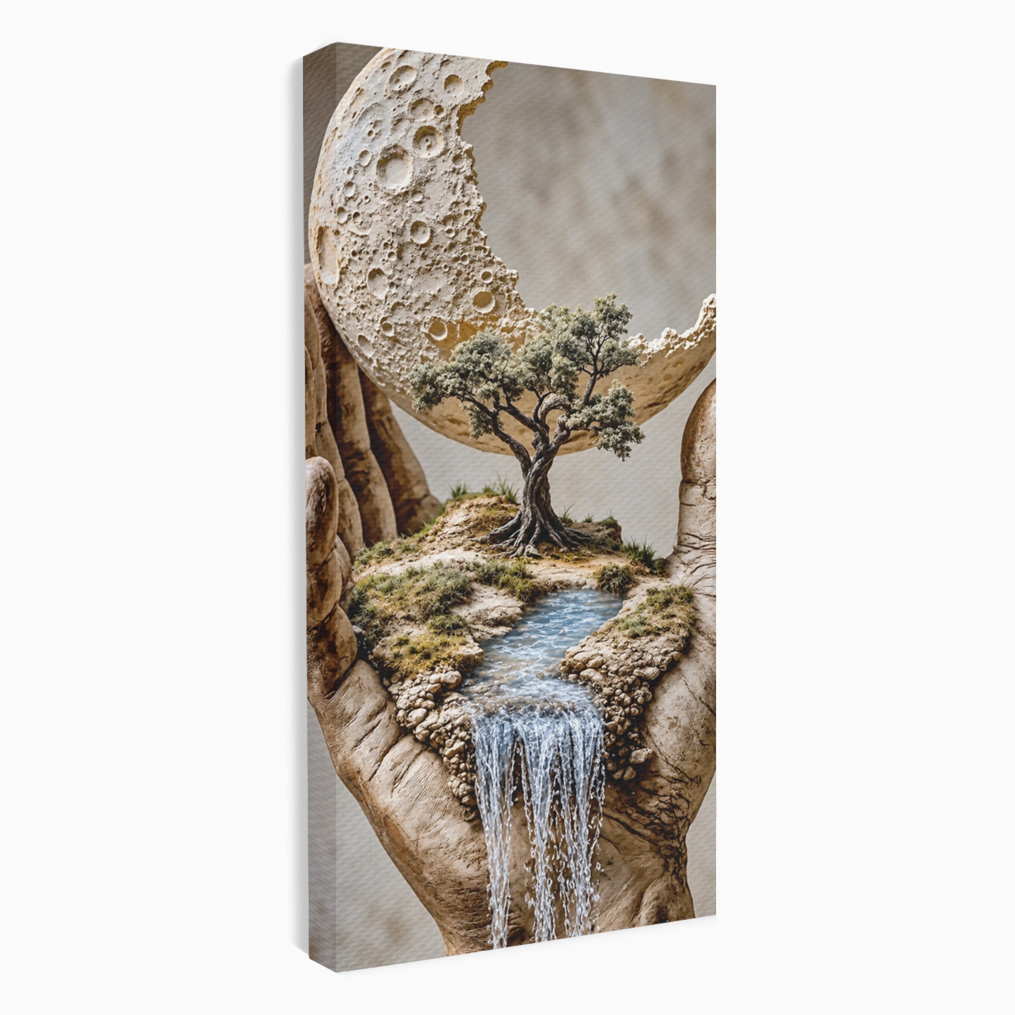Tablou Canvas Premium LuxCanva® U1149, Lumea In Mainile Tale, Luna, Copac, Apa, Natura, Living, Culori Vibrante