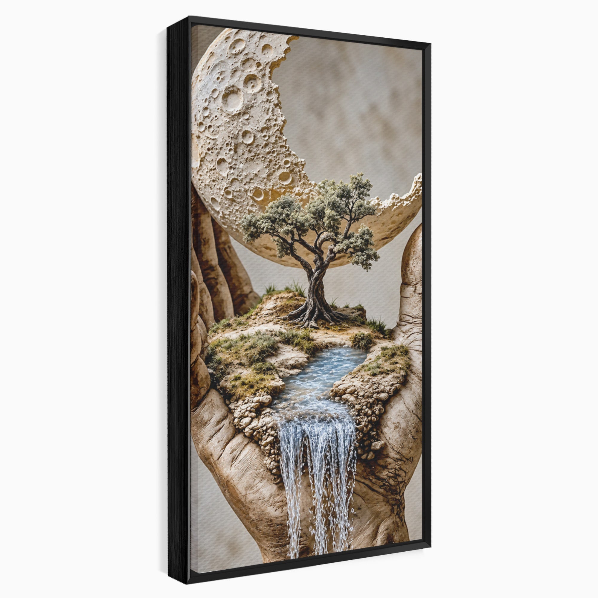 Tablou Canvas Premium LuxCanva® U1149, Lumea In Mainile Tale, Luna, Copac, Apa, Natura, Living, Culori Vibrante