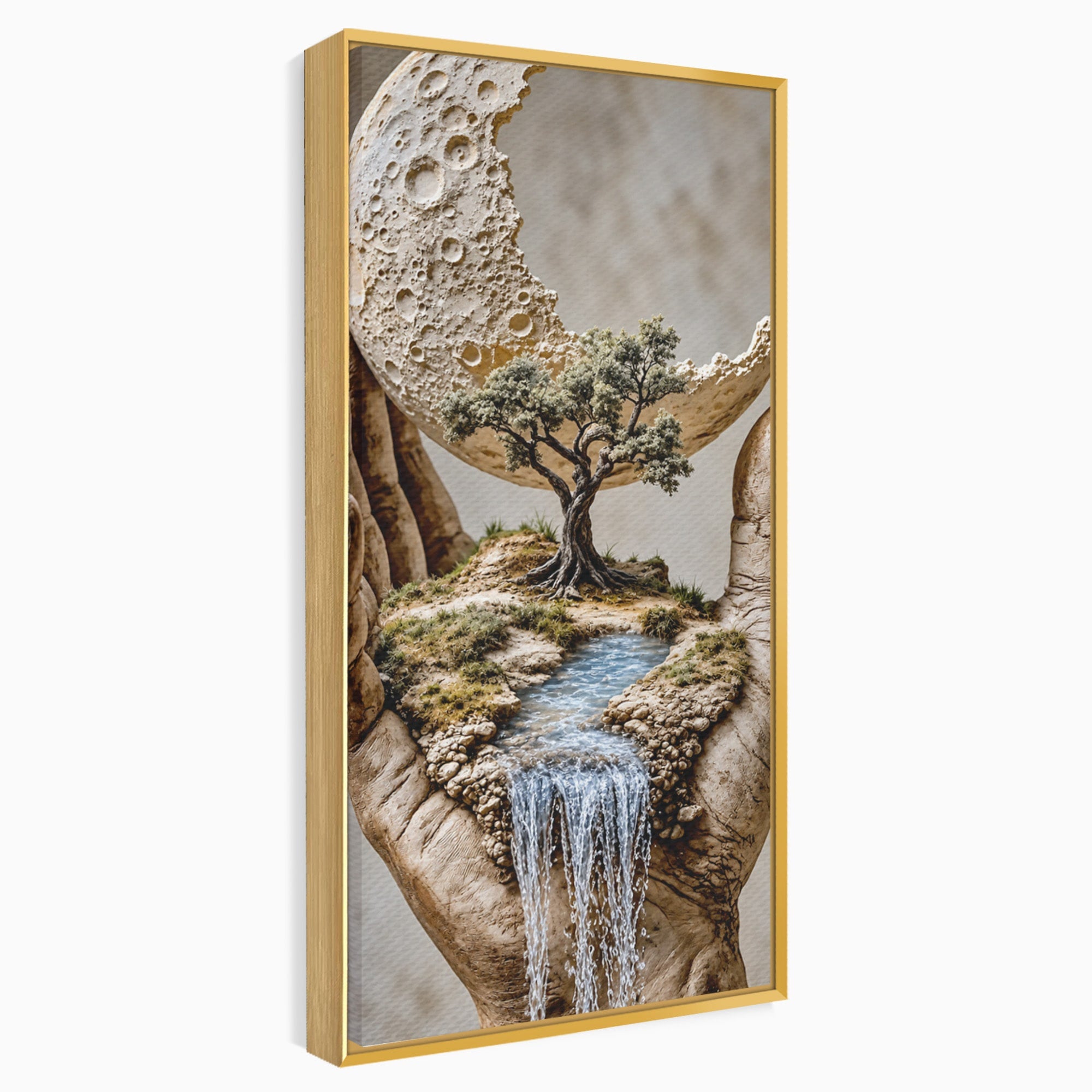 Tablou Canvas Premium LuxCanva® U1149, Lumea In Mainile Tale, Luna, Copac, Apa, Natura, Living, Culori Vibrante