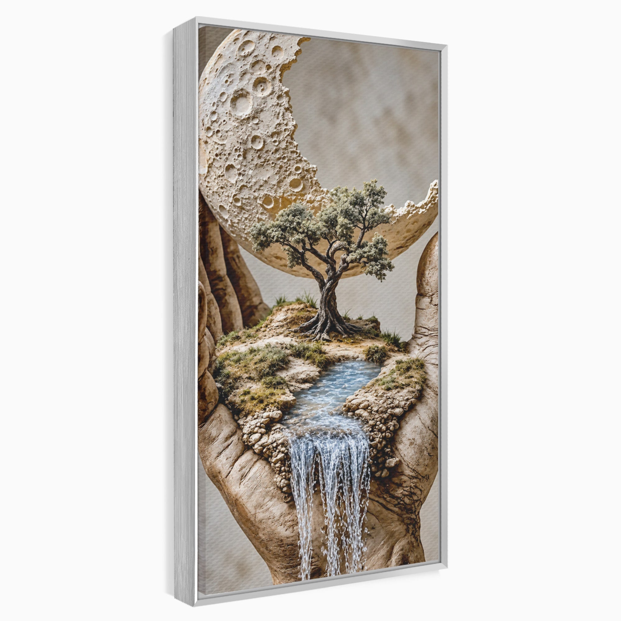 Tablou Canvas Premium LuxCanva® U1149, Lumea In Mainile Tale, Luna, Copac, Apa, Natura, Living, Culori Vibrante