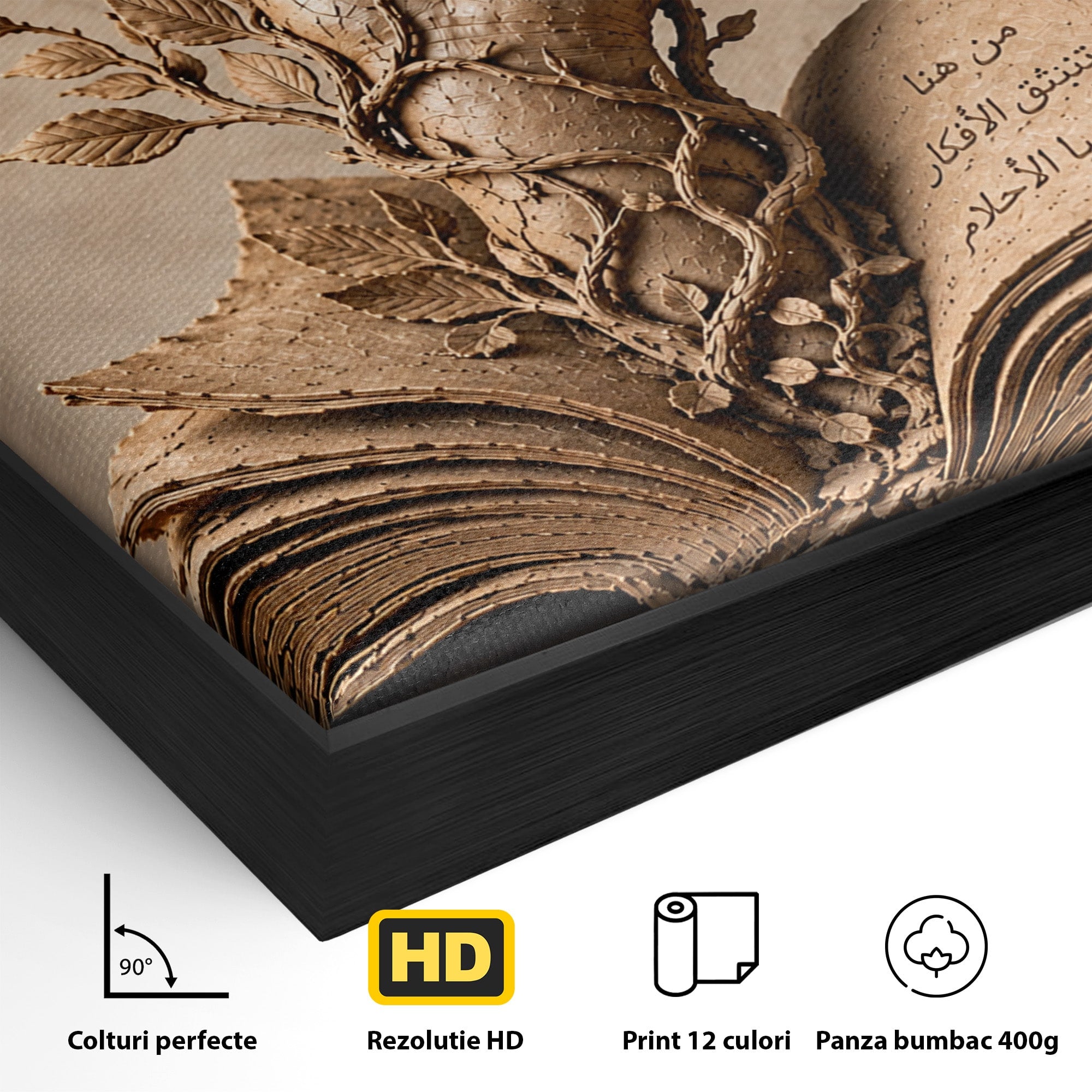 Tablou Canvas Premium LuxCanva® U1150, Mana Din Cartea Vietii, Sculptura, Natura, Mana, Carte, Birou, Culori Vibrante