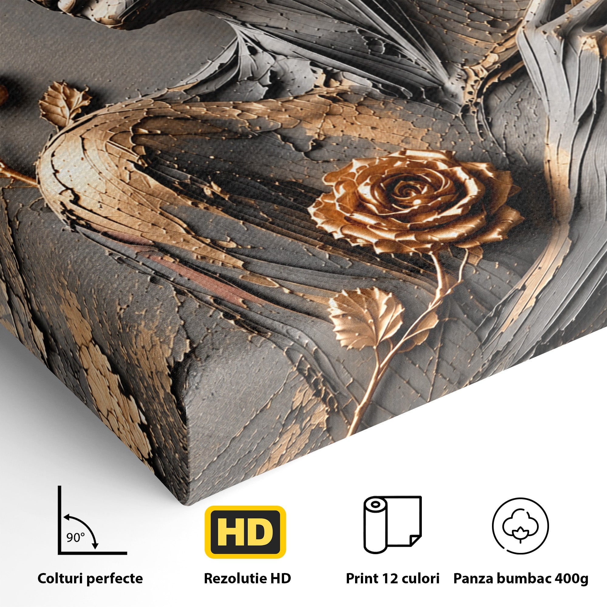 Tablou Canvas Premium LuxCanva® U1151, Femeie Sculptata In Flori, Arta, Sculptura, Flori, Living, Culori Vibrante