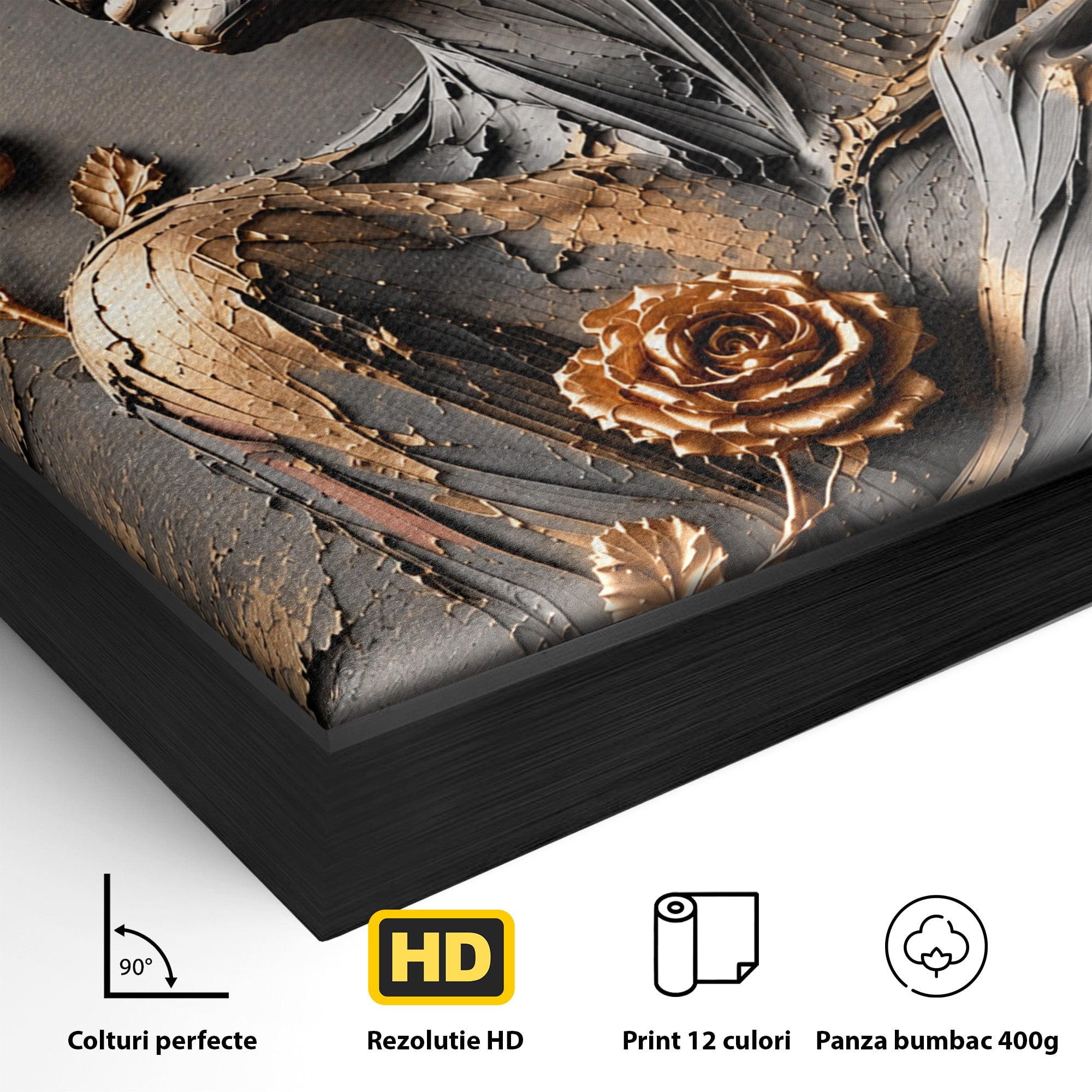 Tablou Canvas Premium LuxCanva® U1151, Femeie Sculptata In Flori, Arta, Sculptura, Flori, Living, Culori Vibrante