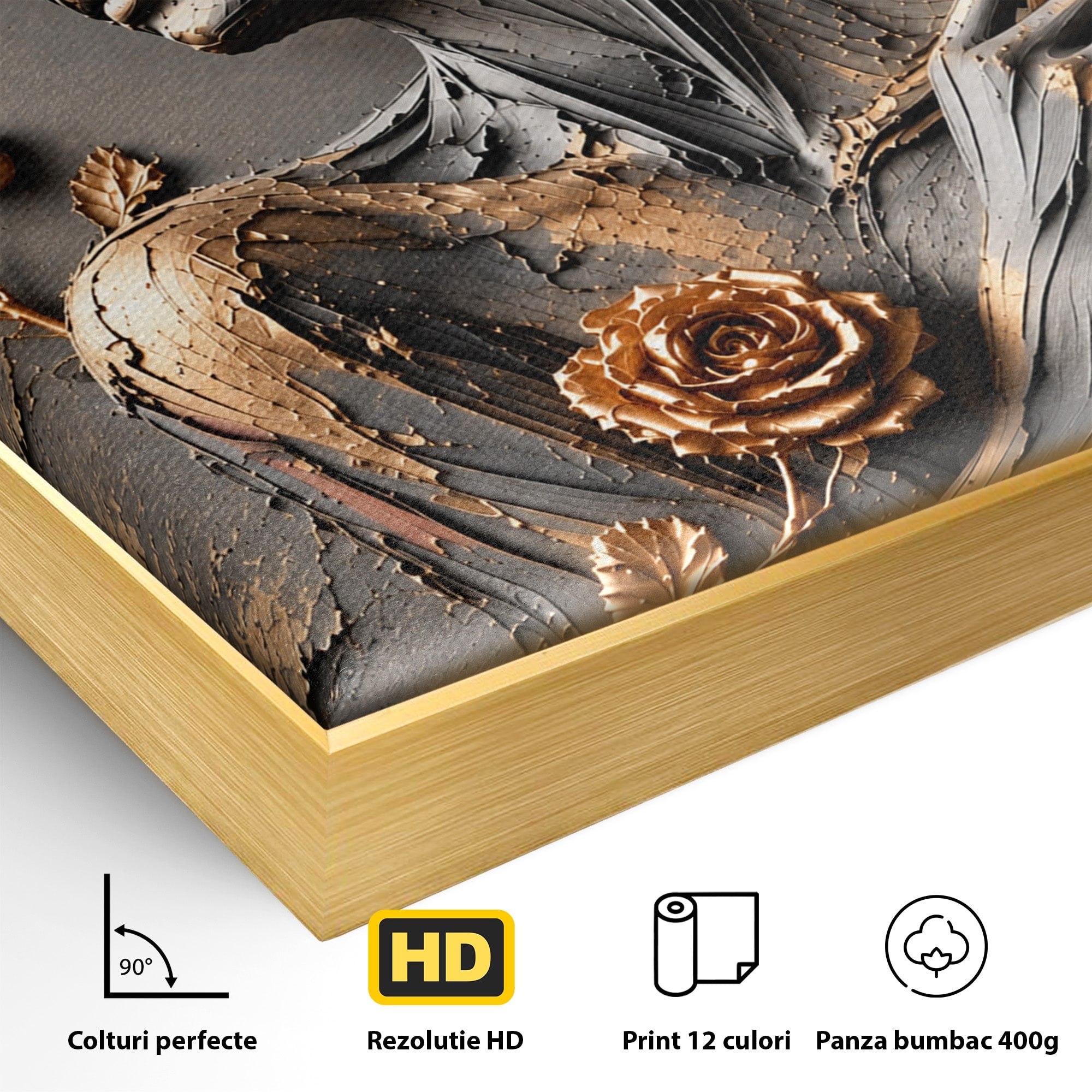 Tablou Canvas Premium LuxCanva® U1151, Femeie Sculptata In Flori, Arta, Sculptura, Flori, Living, Culori Vibrante