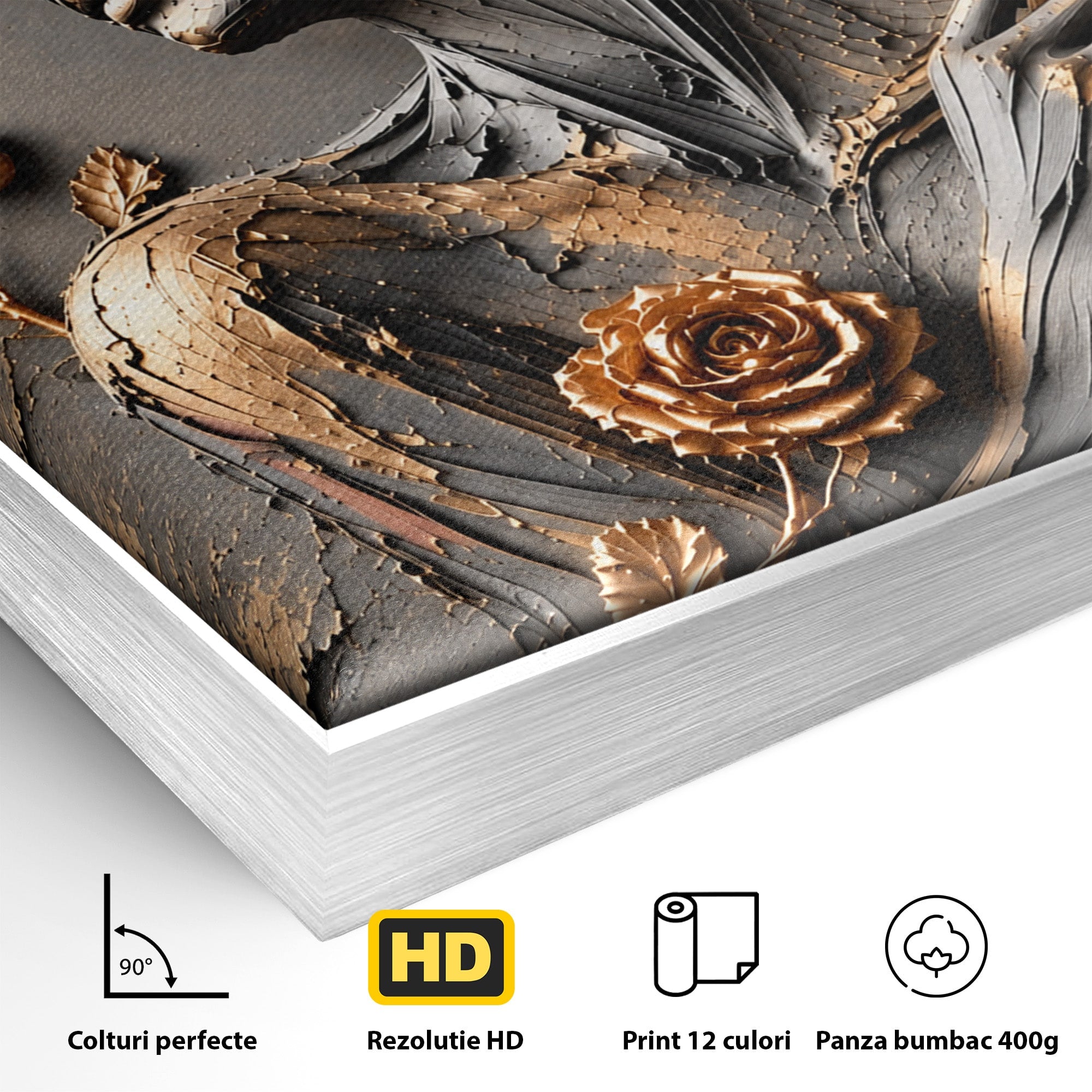 Tablou Canvas Premium LuxCanva® U1151, Femeie Sculptata In Flori, Arta, Sculptura, Flori, Living, Culori Vibrante