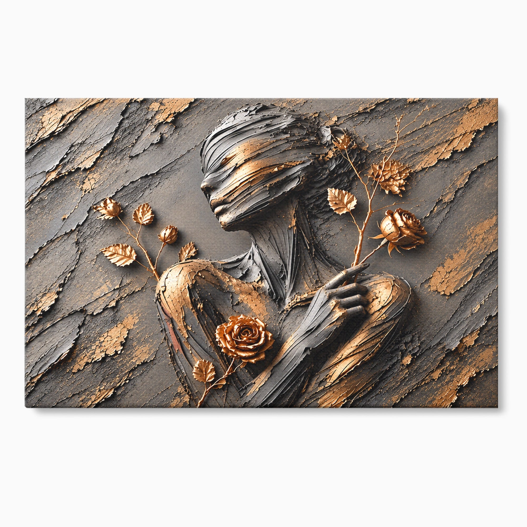 Tablou Canvas Premium LuxCanva® U1151, Femeie Sculptata In Flori, Arta, Sculptura, Flori, Living, Culori Vibrante