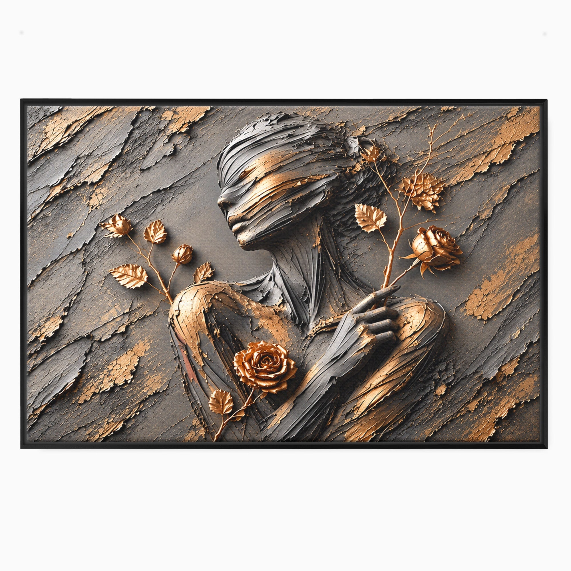 Tablou Canvas Premium LuxCanva® U1151, Femeie Sculptata In Flori, Arta, Sculptura, Flori, Living, Culori Vibrante