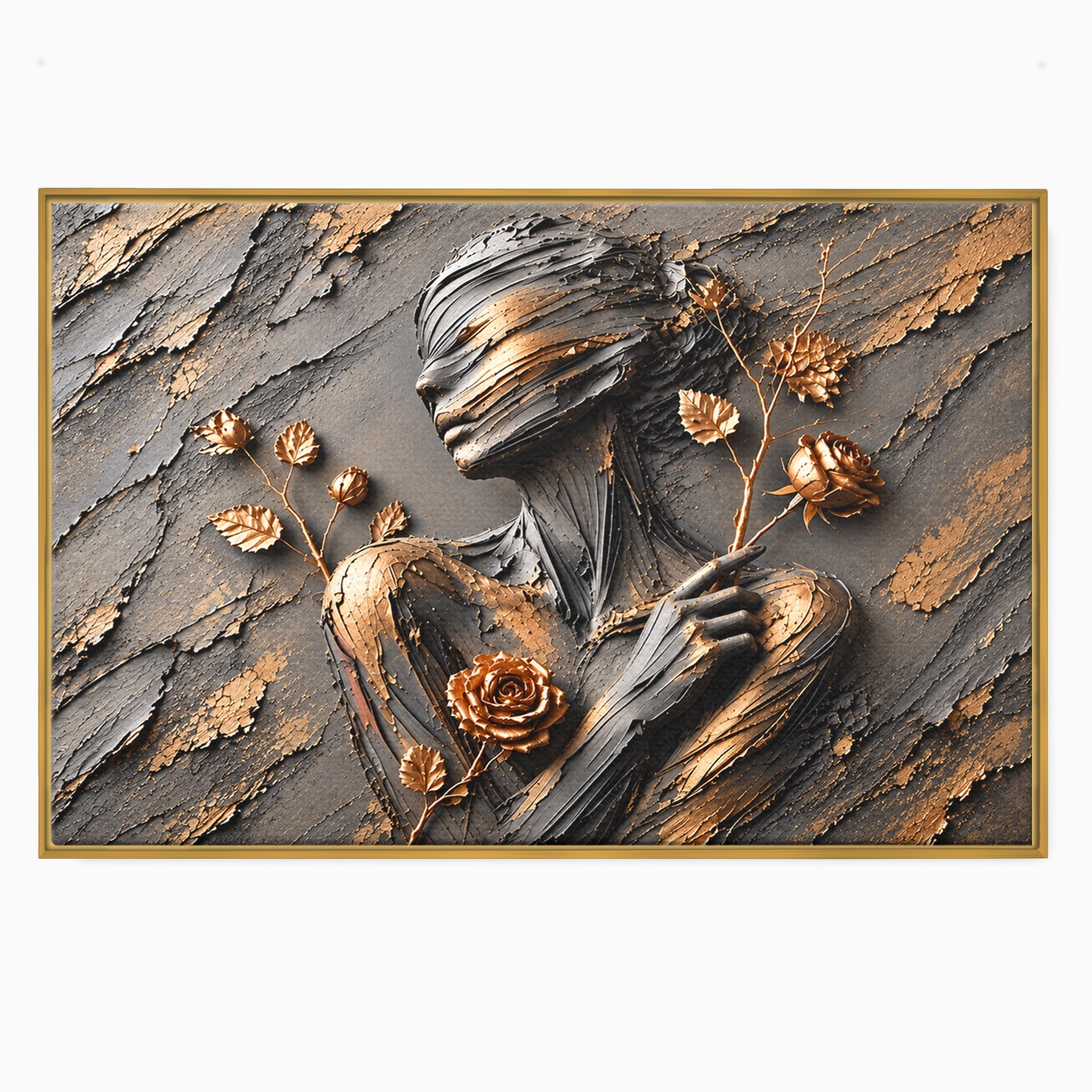 Tablou Canvas Premium LuxCanva® U1151, Femeie Sculptata In Flori, Arta, Sculptura, Flori, Living, Culori Vibrante
