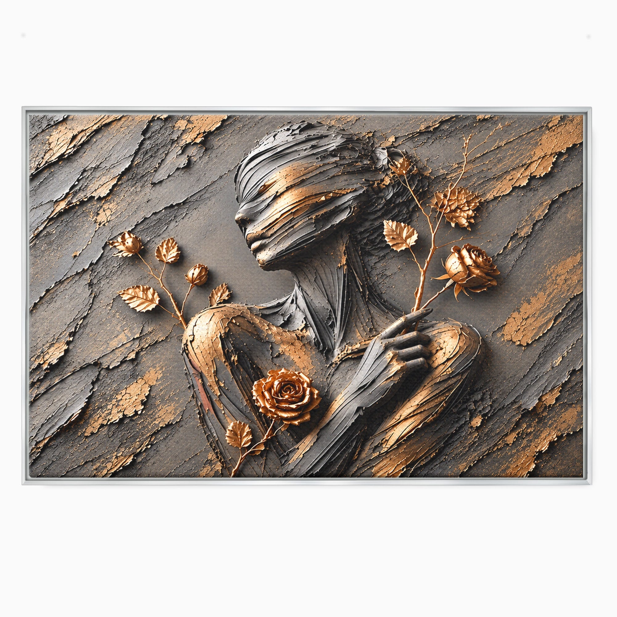 Tablou Canvas Premium LuxCanva® U1151, Femeie Sculptata In Flori, Arta, Sculptura, Flori, Living, Culori Vibrante