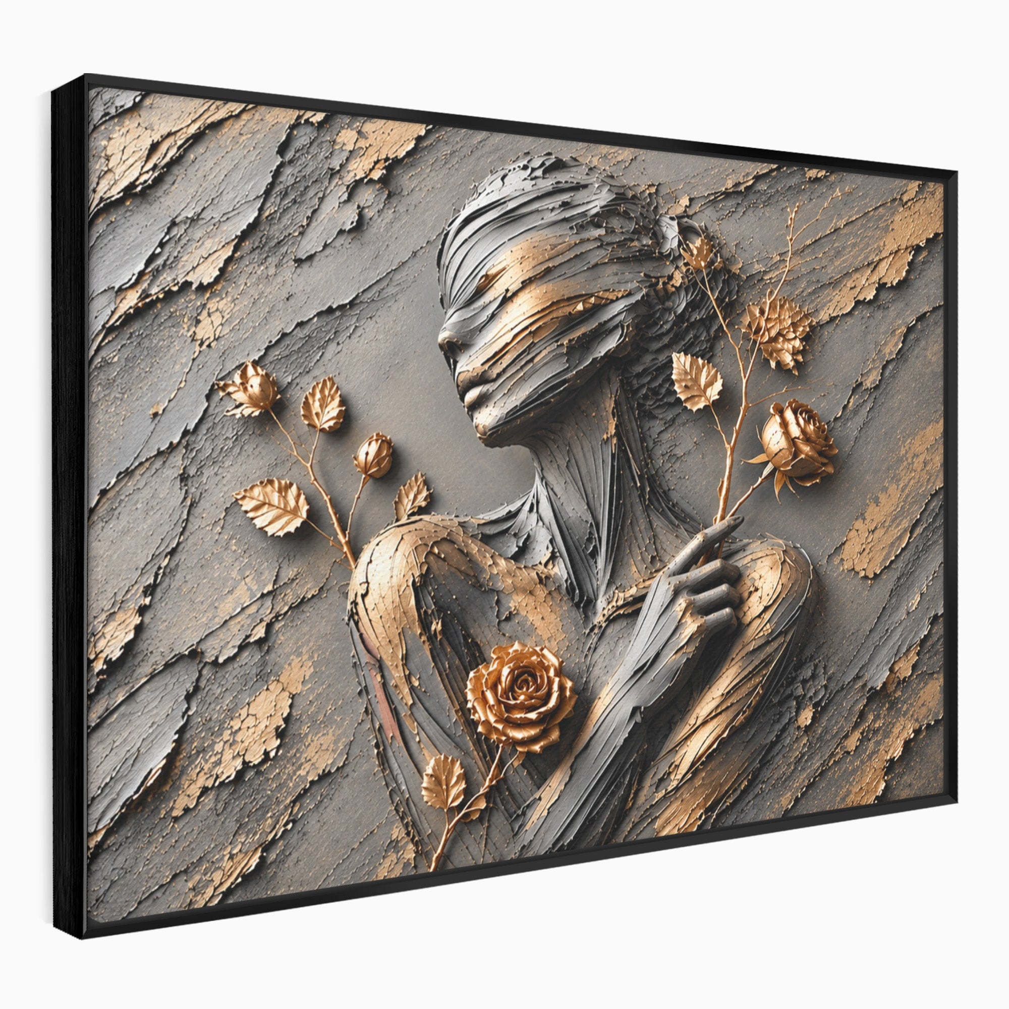 Tablou Canvas Premium LuxCanva® U1151, Femeie Sculptata In Flori, Arta, Sculptura, Flori, Living, Culori Vibrante