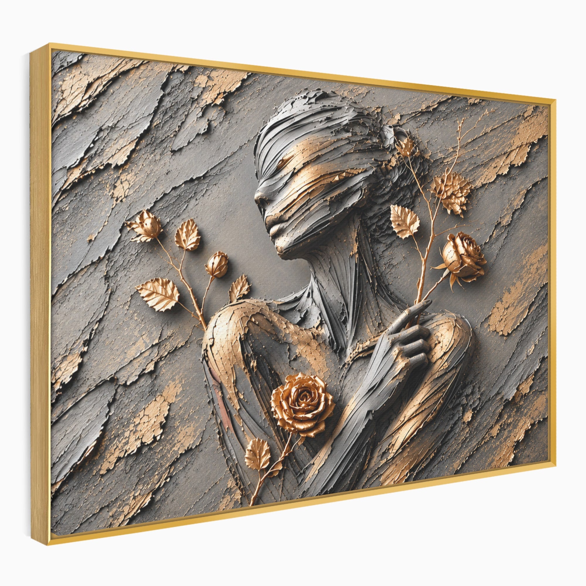 Tablou Canvas Premium LuxCanva® U1151, Femeie Sculptata In Flori, Arta, Sculptura, Flori, Living, Culori Vibrante