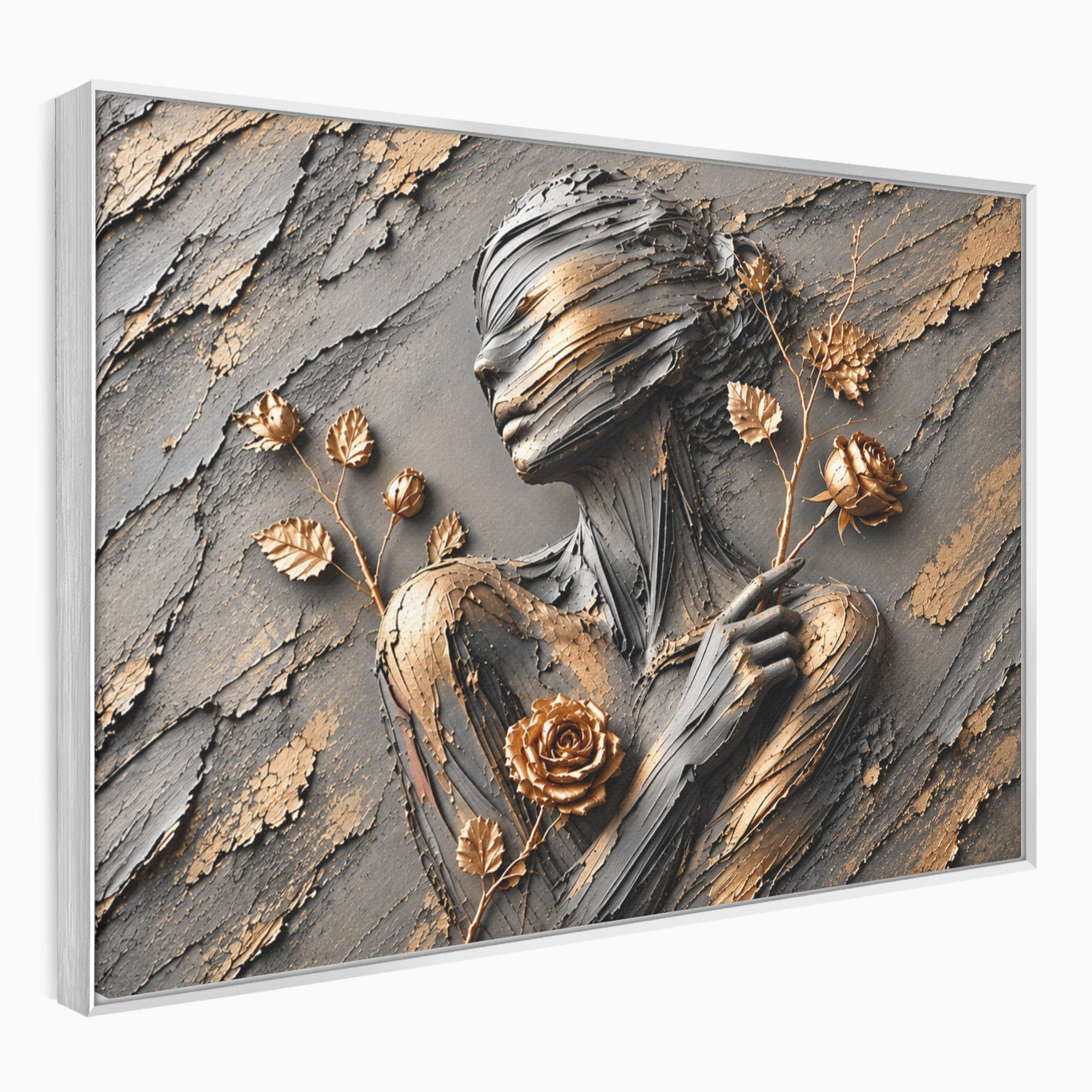 Tablou Canvas Premium LuxCanva® U1151, Femeie Sculptata In Flori, Arta, Sculptura, Flori, Living, Culori Vibrante