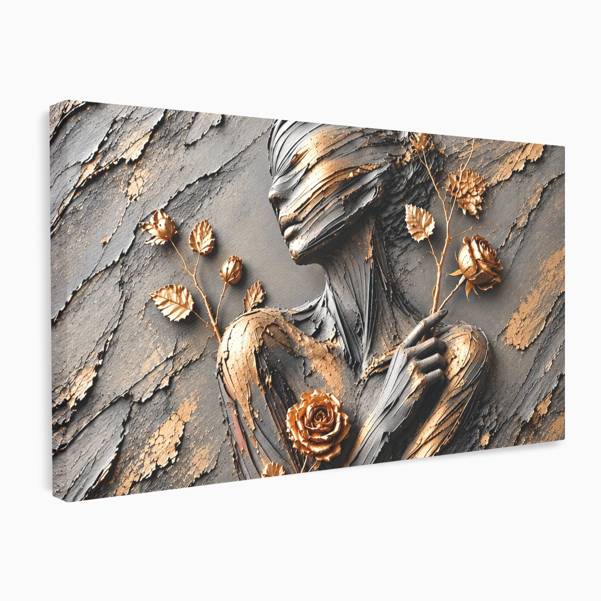 Tablou Canvas Premium LuxCanva® U1151, Femeie Sculptata In Flori, Arta, Sculptura, Flori, Living, Culori Vibrante