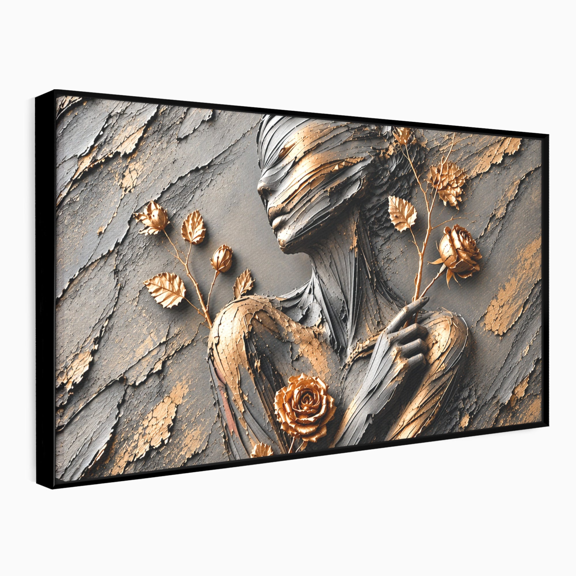 Tablou Canvas Premium LuxCanva® U1151, Femeie Sculptata In Flori, Arta, Sculptura, Flori, Living, Culori Vibrante
