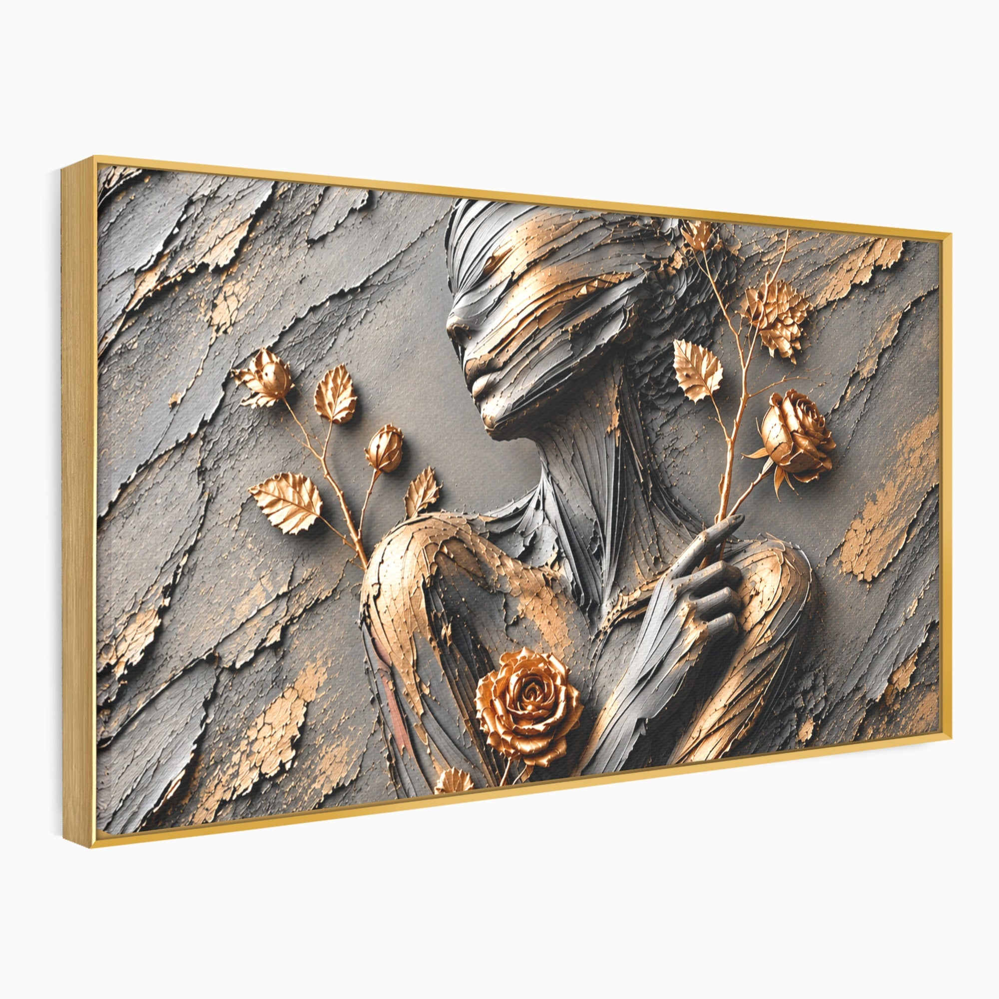 Tablou Canvas Premium LuxCanva® U1151, Femeie Sculptata In Flori, Arta, Sculptura, Flori, Living, Culori Vibrante
