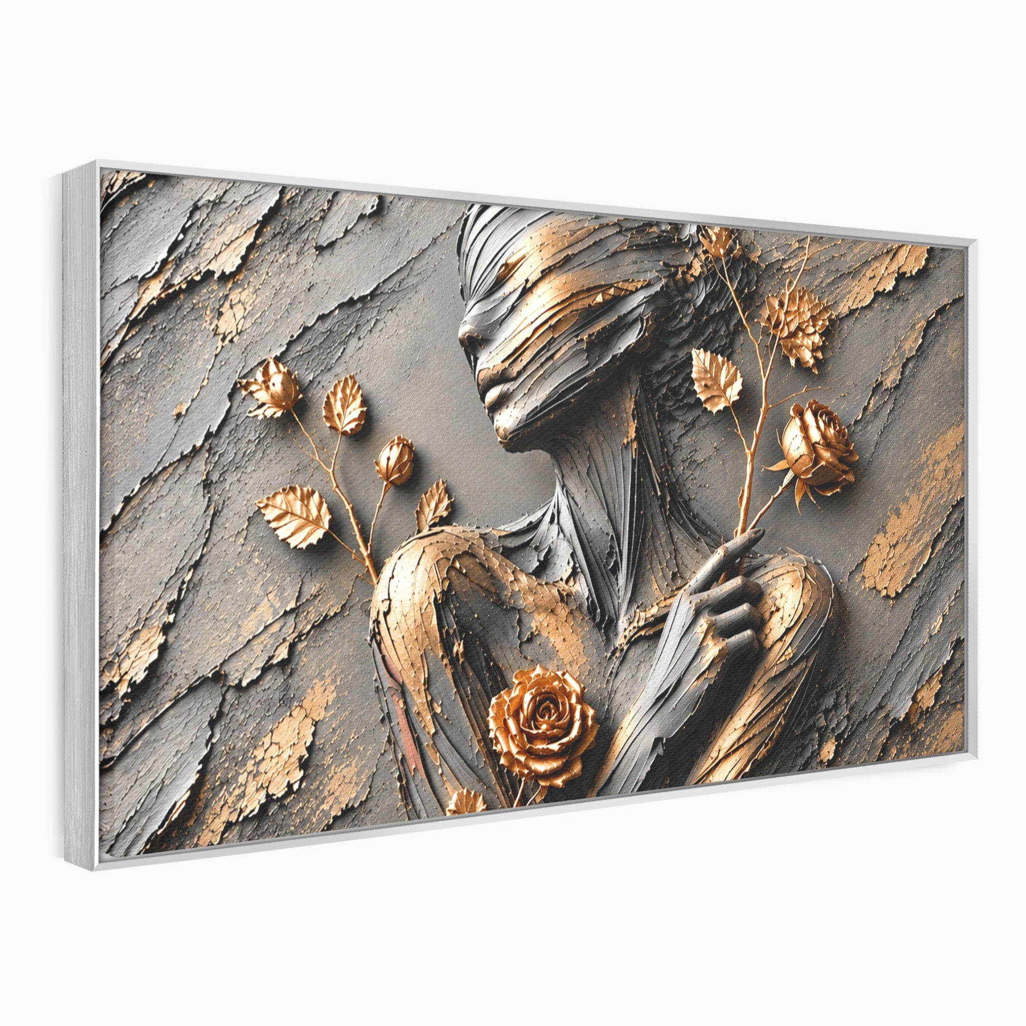 Tablou Canvas Premium LuxCanva® U1151, Femeie Sculptata In Flori, Arta, Sculptura, Flori, Living, Culori Vibrante